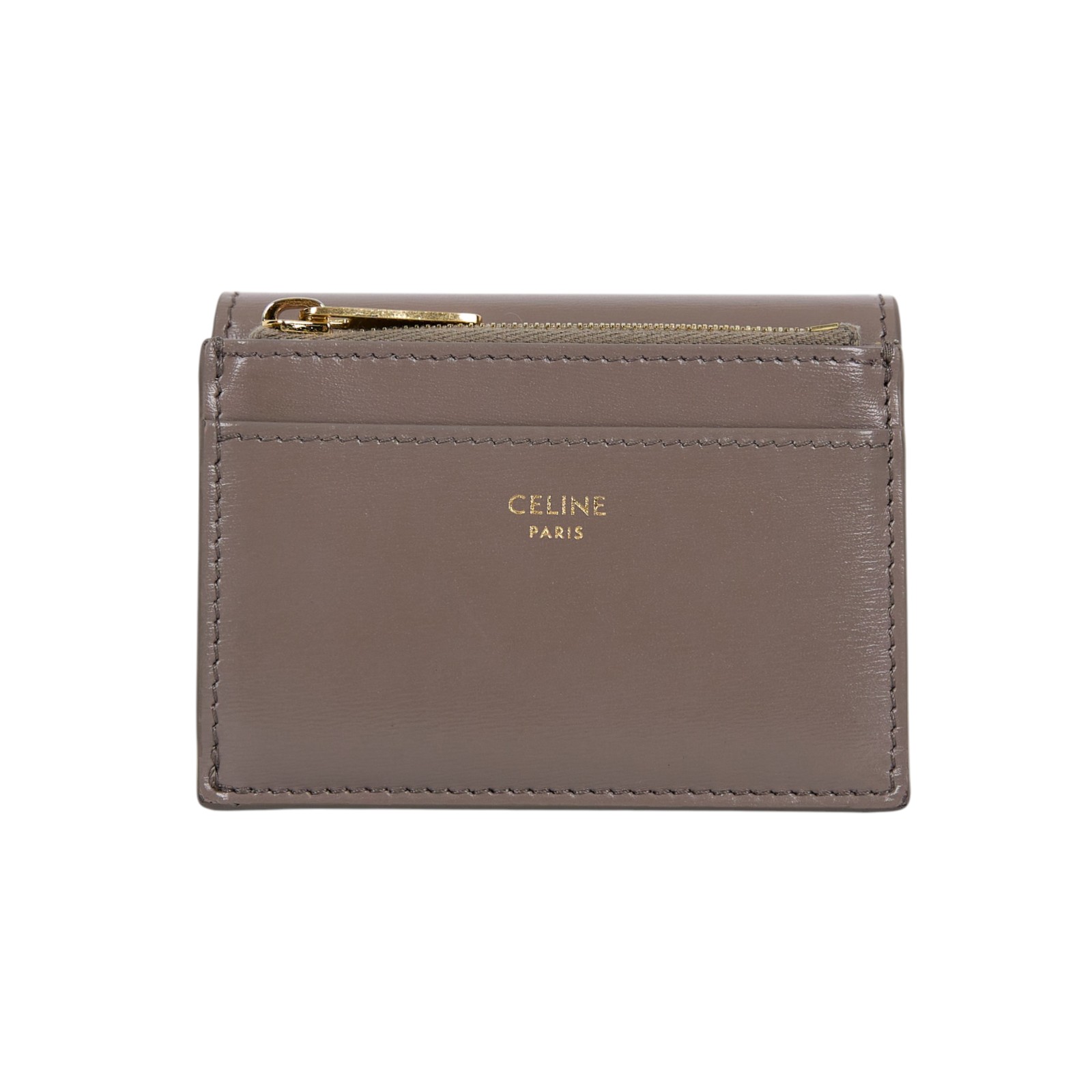 思琳 CELINE 亮面牛皮革 TRIOMPHE COMPACT 銀包連零錢格 10I653DPV  原廠盒子/防塵袋/購買證明