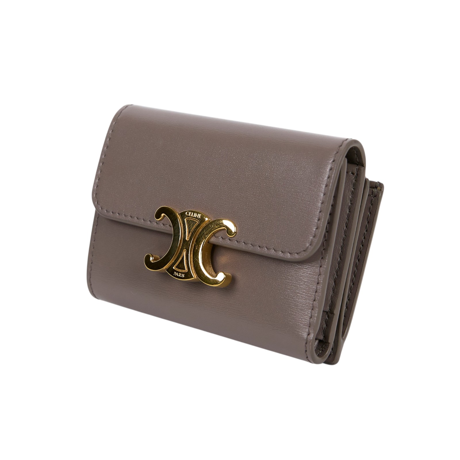 思琳 CELINE 亮面牛皮革 TRIOMPHE COMPACT 銀包連零錢格 10I653DPV  原廠盒子/防塵袋/購買證明