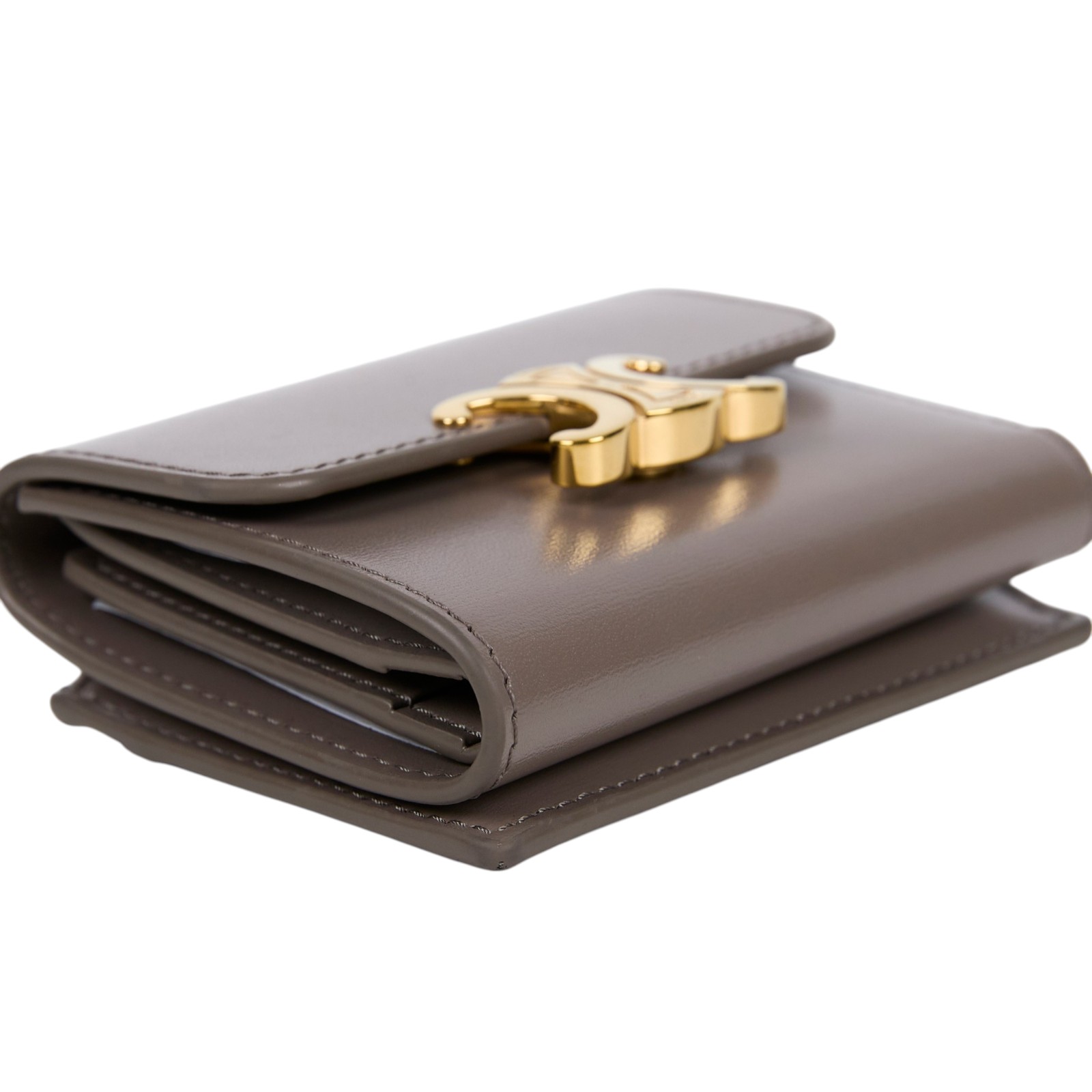 思琳 CELINE 亮面牛皮革 TRIOMPHE COMPACT 銀包連零錢格 10I653DPV  原廠盒子/防塵袋/購買證明