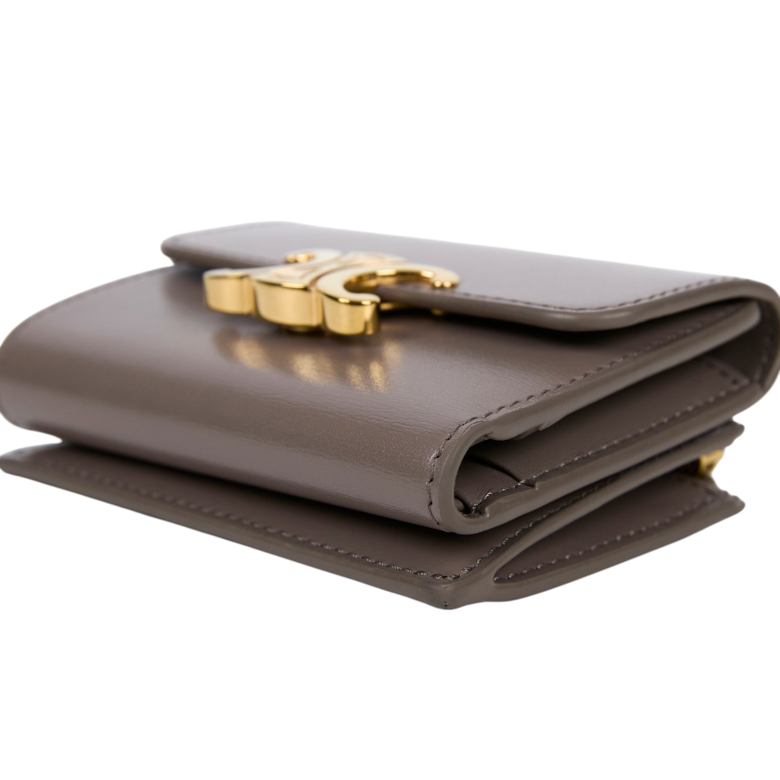 思琳 CELINE 亮面牛皮革 TRIOMPHE COMPACT 銀包連零錢格 10I653DPV  原廠盒子/防塵袋/購買證明