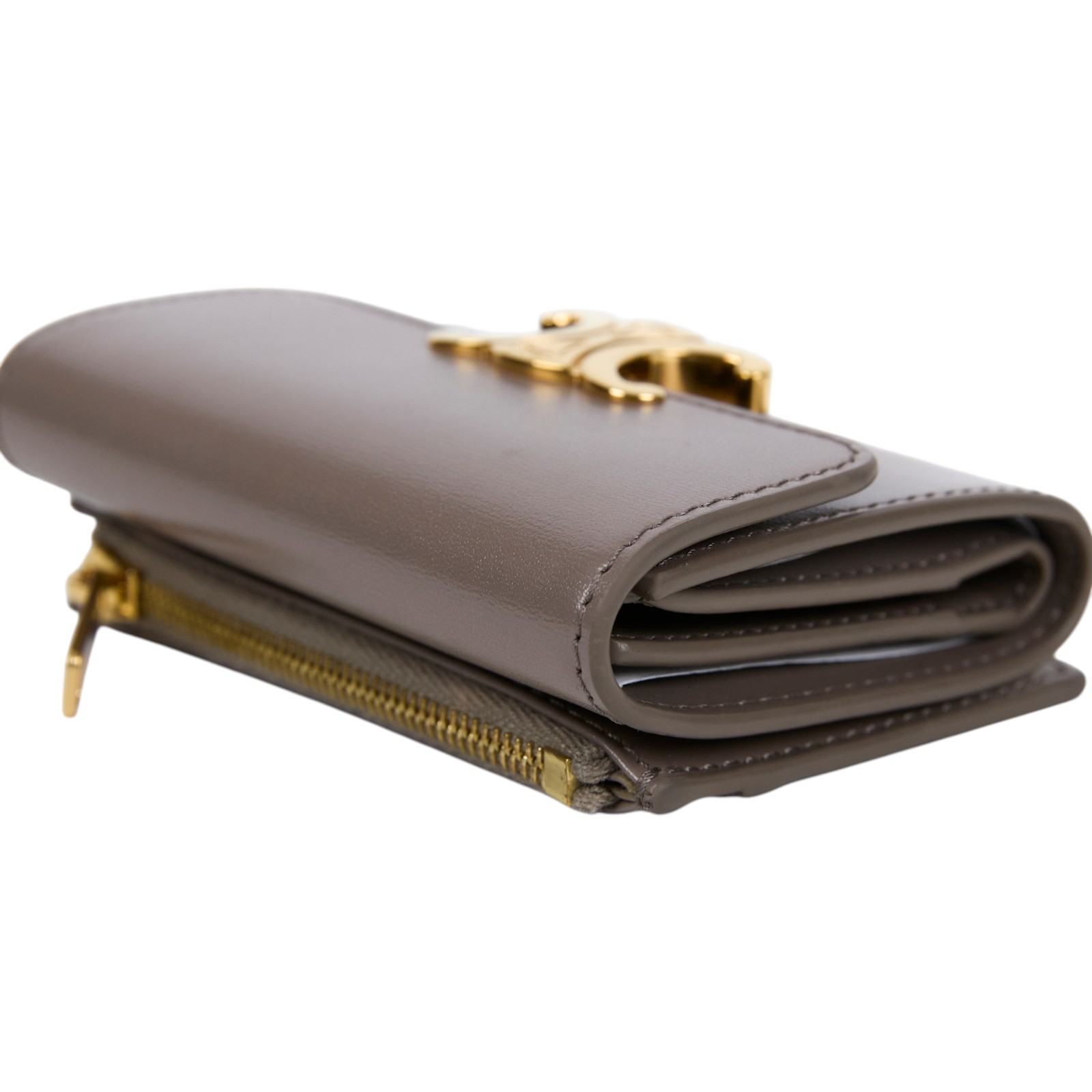 思琳 CELINE 亮面牛皮革 TRIOMPHE COMPACT 銀包連零錢格 10I653DPV  原廠盒子/防塵袋/購買證明