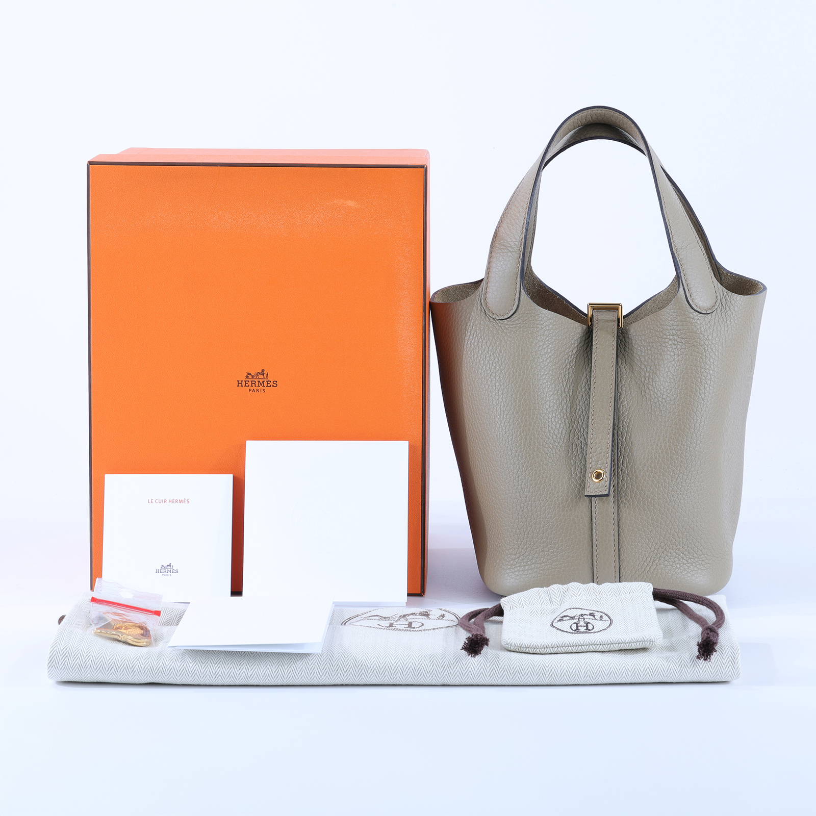 愛馬仕 Hermes Picotin Lock 18 菜籃子包 PT18 B MZ 011CG B刻威爾法米金PICOTIN 18 原廠盒子/防塵袋/鎖組