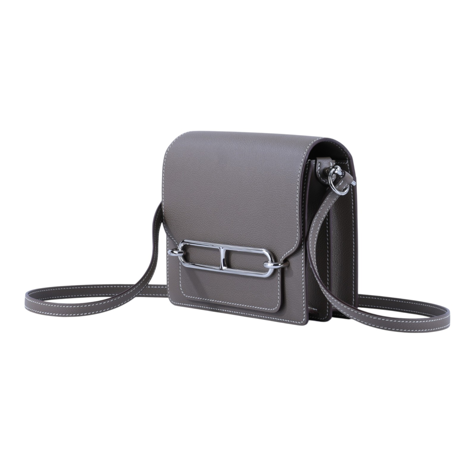 愛馬仕 Hermes Roulis 豬鼻子 斜背包 18 Mini 大象灰 銀色五金 H070510CK18 W AP929 AA  原廠盒子/防塵袋/購買證明