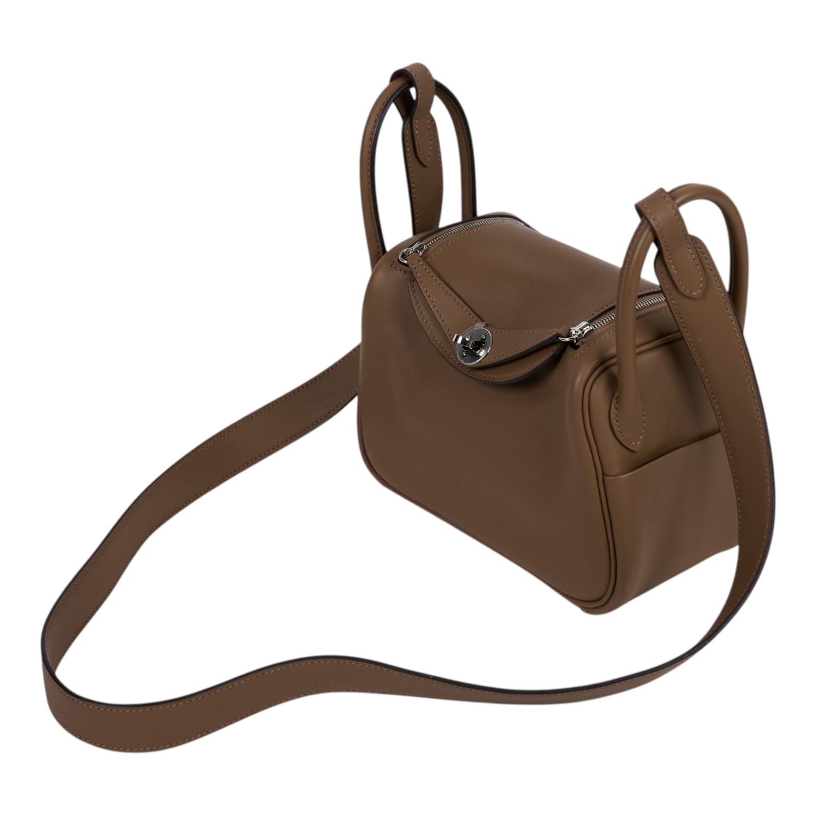 愛馬仕 Hermes Lindy 琳迪包 迷你 銀色五金 威瑪犬米色 H082608CKDO /U PY 463 NA  原廠盒子/防塵袋/購買證明