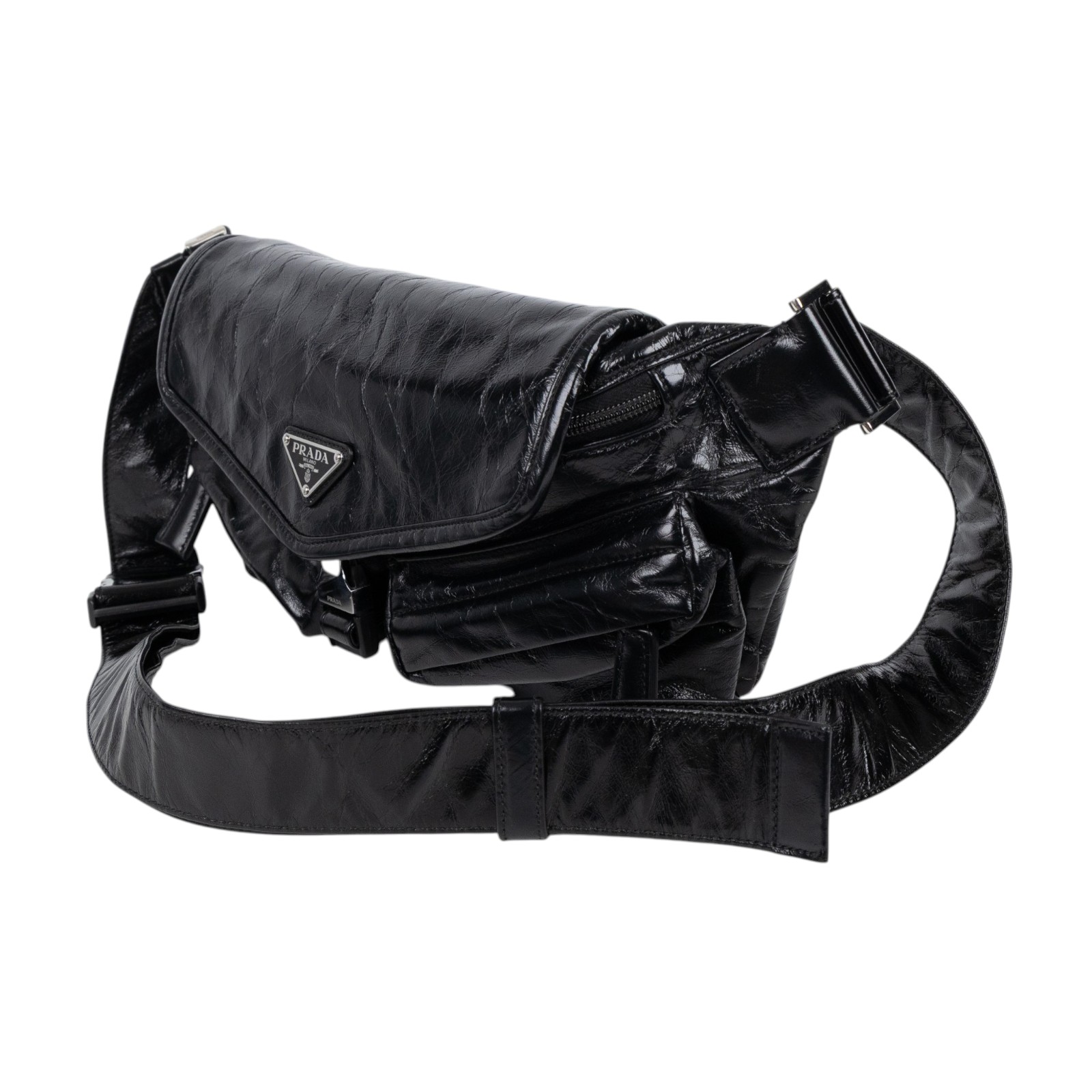 普拉達 PRADA Re Nylon 皮革 腰包 斜背包 2VH174_2CX7 黑腰包 防塵袋/保證卡
