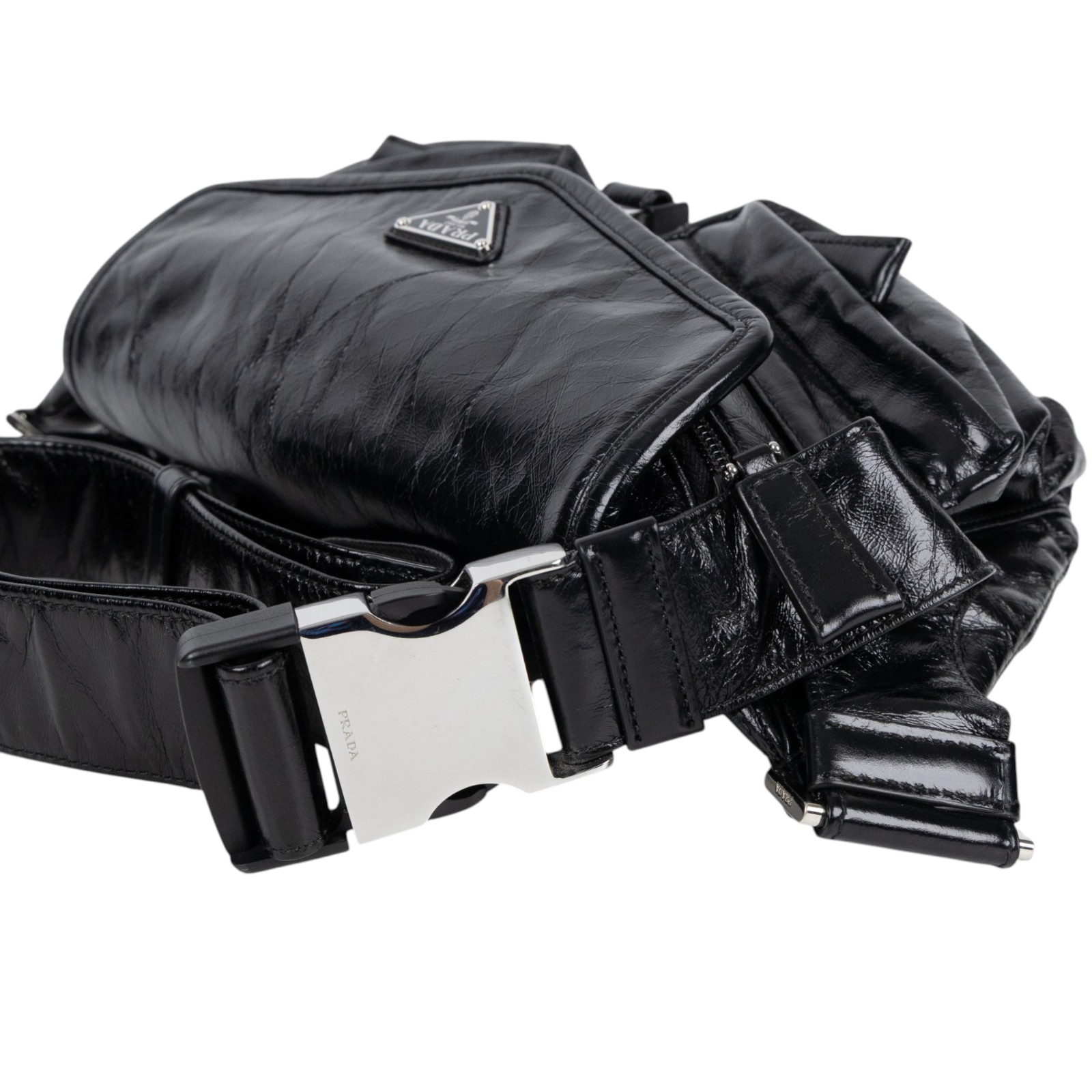 普拉達 PRADA Re Nylon 皮革 腰包 斜背包 2VH174_2CX7 黑腰包 防塵袋/保證卡