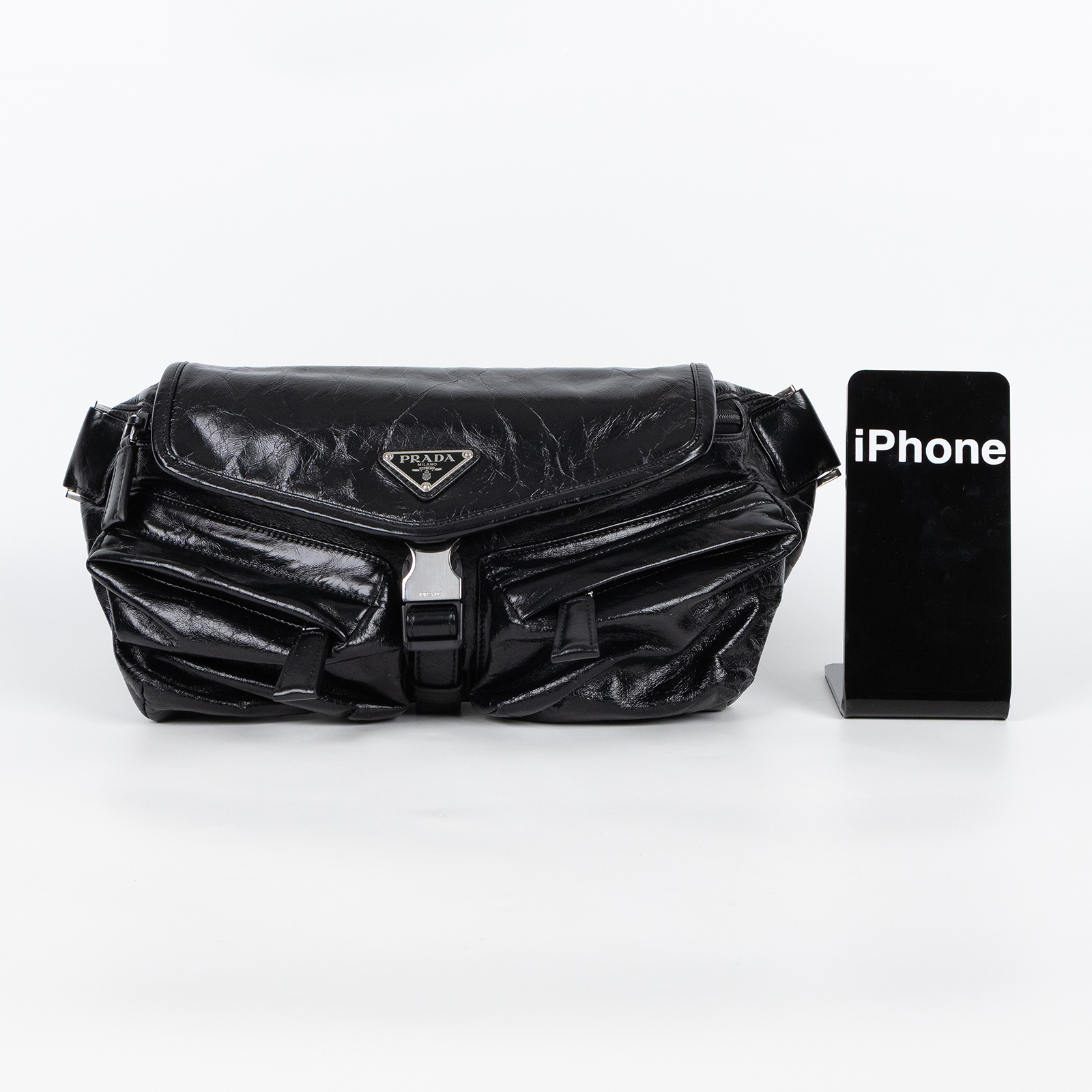 普拉達 PRADA Re Nylon 皮革 腰包 斜背包 2VH174_2CX7 黑腰包 防塵袋/保證卡