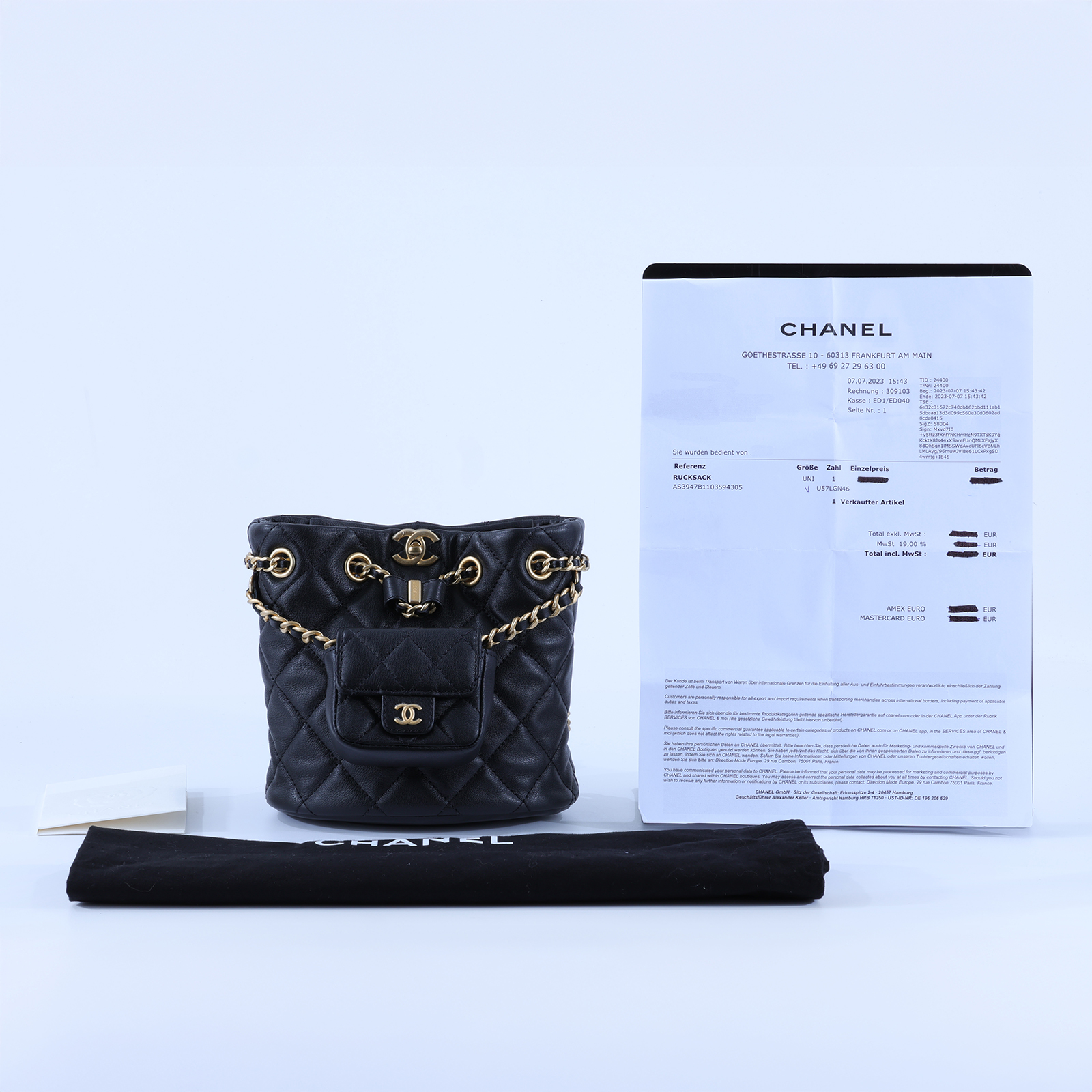 香奈兒 CHANEL 23A CF 後背包 雙肩包 AS3947 B11035 晶片款 黑羊菱格紋子母後背包 防塵袋/購買證明影本