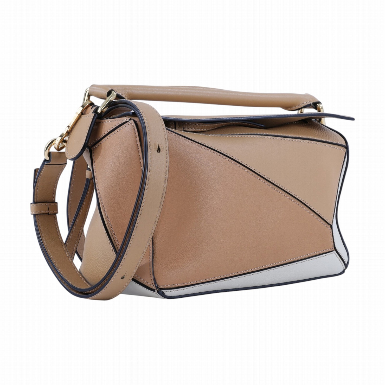 羅意威 LOEWE Small Puzzle bag 肩背 斜背包  奶茶拚色PUZZLE SMALL 防塵袋