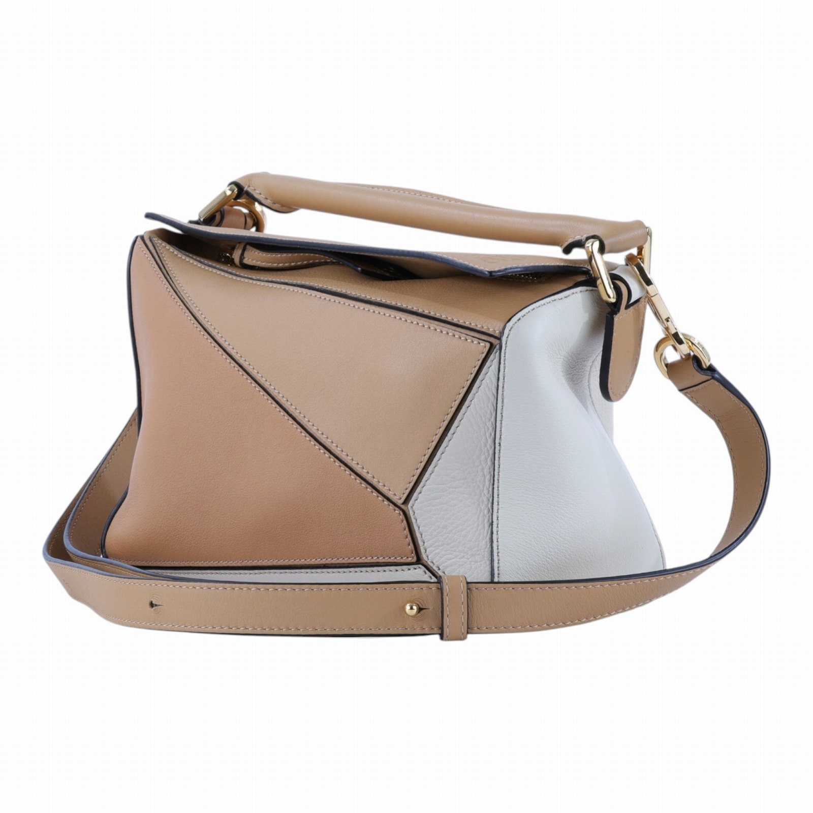 羅意威 LOEWE Small Puzzle bag 肩背 斜背包  奶茶拚色PUZZLE SMALL 防塵袋