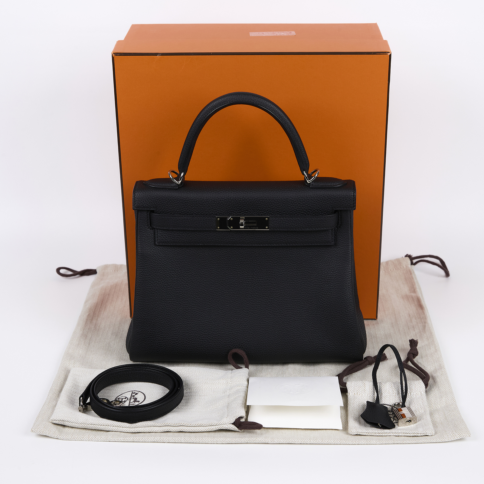 愛馬仕 Hermes Kelly Bag 凱莉包 28 銀色五金 黑色 H030931CK89 /W刻 黑 KELLY28 原廠盒子/防塵袋/鎖組