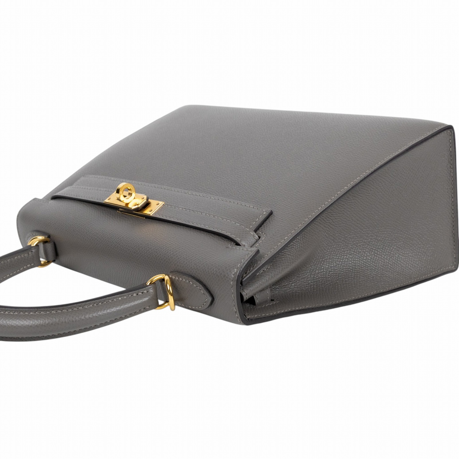 愛馬仕 Hermes Kelly II Sellier 凱莉包 25 U刻 積雨雲灰 金色五金 H038416CC0L /U ST 856 DW  原廠盒子/防塵袋/購買證明/背帶/鎖組