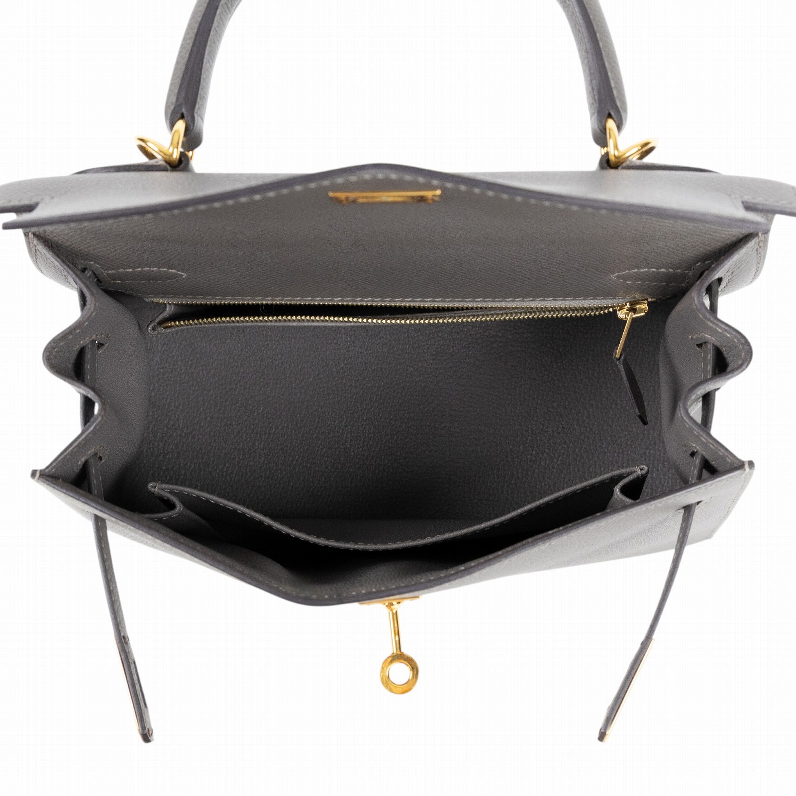 愛馬仕 Hermes Kelly II Sellier 凱莉包 25 U刻 積雨雲灰 金色五金 H038416CC0L /U ST 856 DW  原廠盒子/防塵袋/購買證明/背帶/鎖組