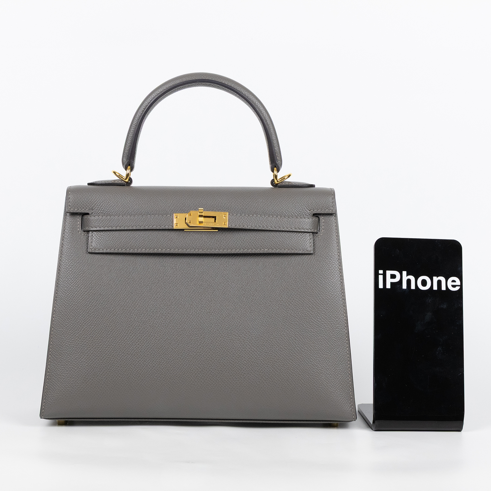 愛馬仕 Hermes Kelly II Sellier 凱莉包 25 U刻 積雨雲灰 金色五金 H038416CC0L /U ST 856 DW  原廠盒子/防塵袋/購買證明/背帶/鎖組