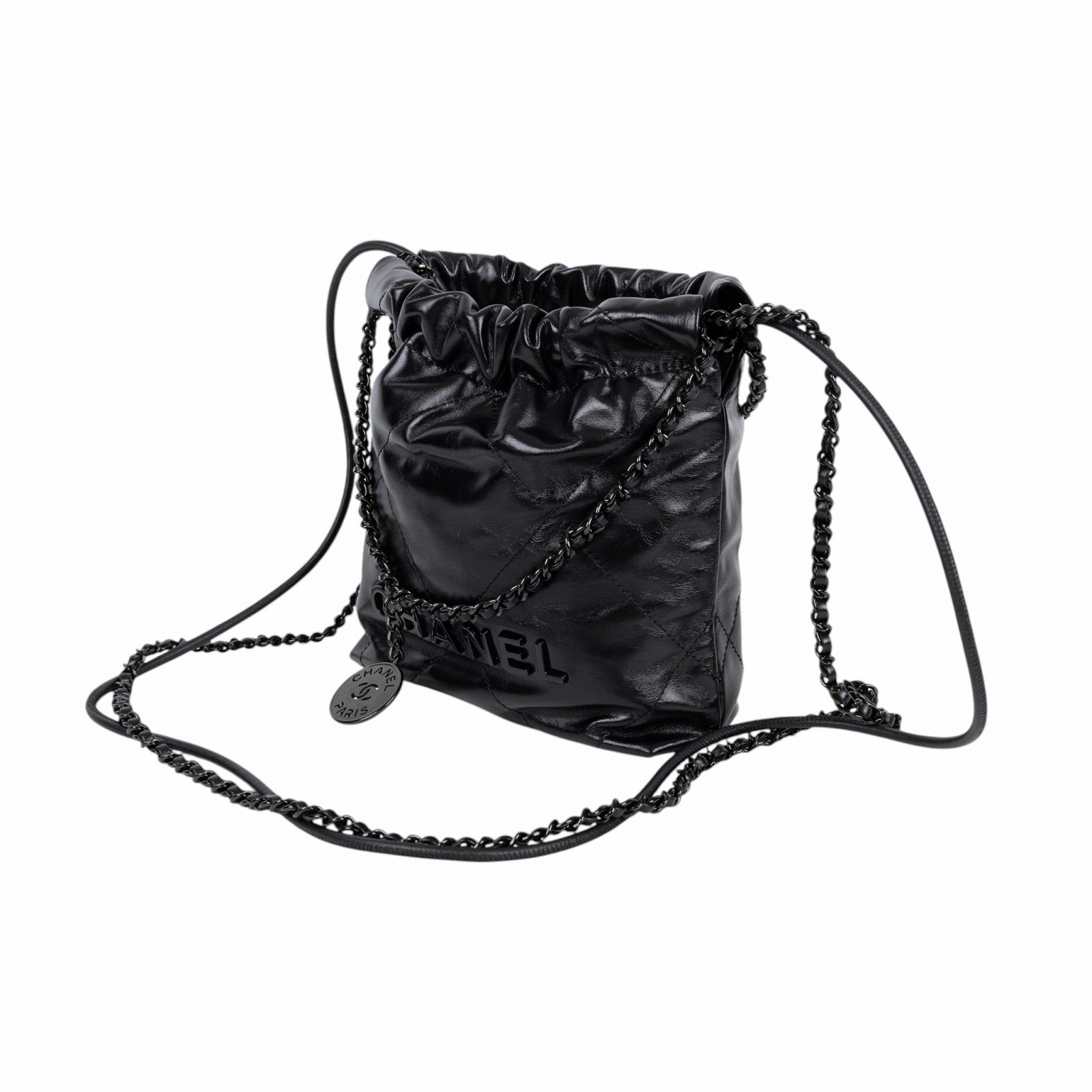 香奈兒 CHANEL 22 迷你 束口包 AS3980 B09220 晶片款 SO BLACK 22包 MINI 原廠盒子/防塵袋/購買證明