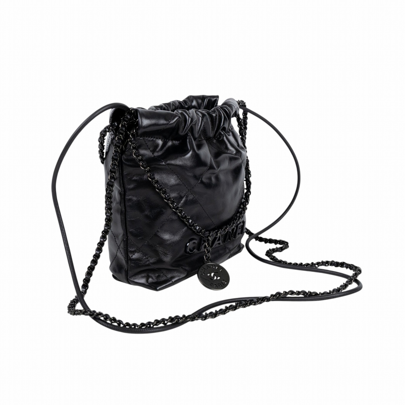 香奈兒 CHANEL 22 迷你 束口包 AS3980 B09220 晶片款 SO BLACK 22包 MINI 原廠盒子/防塵袋/購買證明