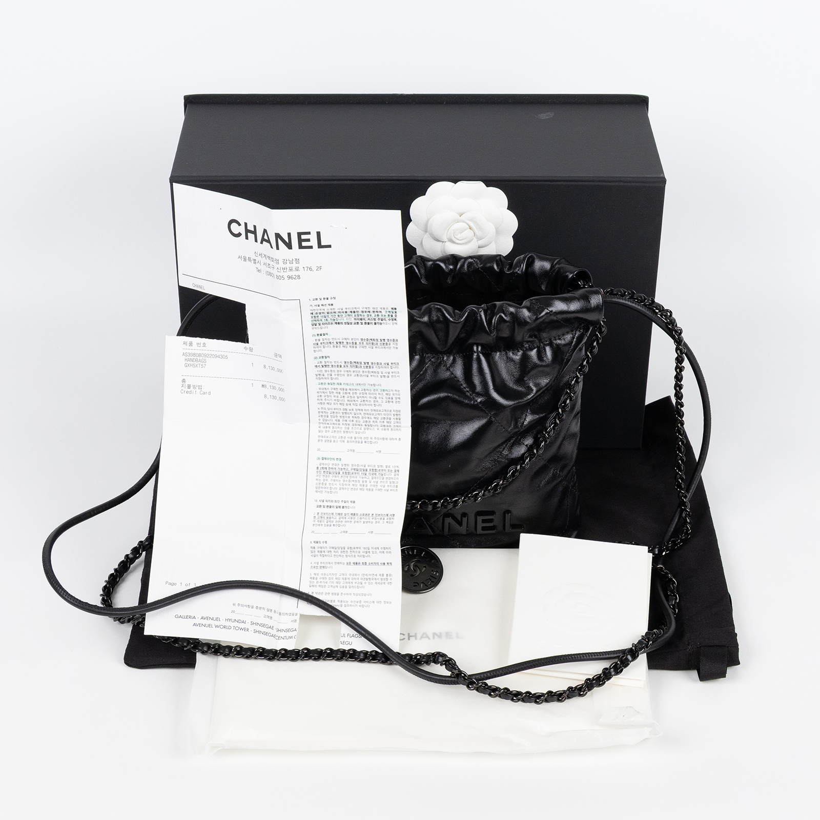 香奈兒 CHANEL 22 迷你 束口包 AS3980 B09220 晶片款 SO BLACK 22包 MINI 原廠盒子/防塵袋/購買證明