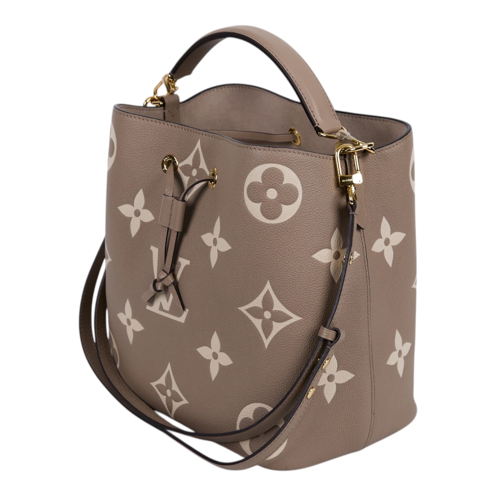 路易威登 LOUIS VUITTON NéoNoé MM 皮革 肩背 水桶包 斑鳩灰色/奶油色 M45555 晶片款  防塵袋/購買證明/內袋/手提把/背帶