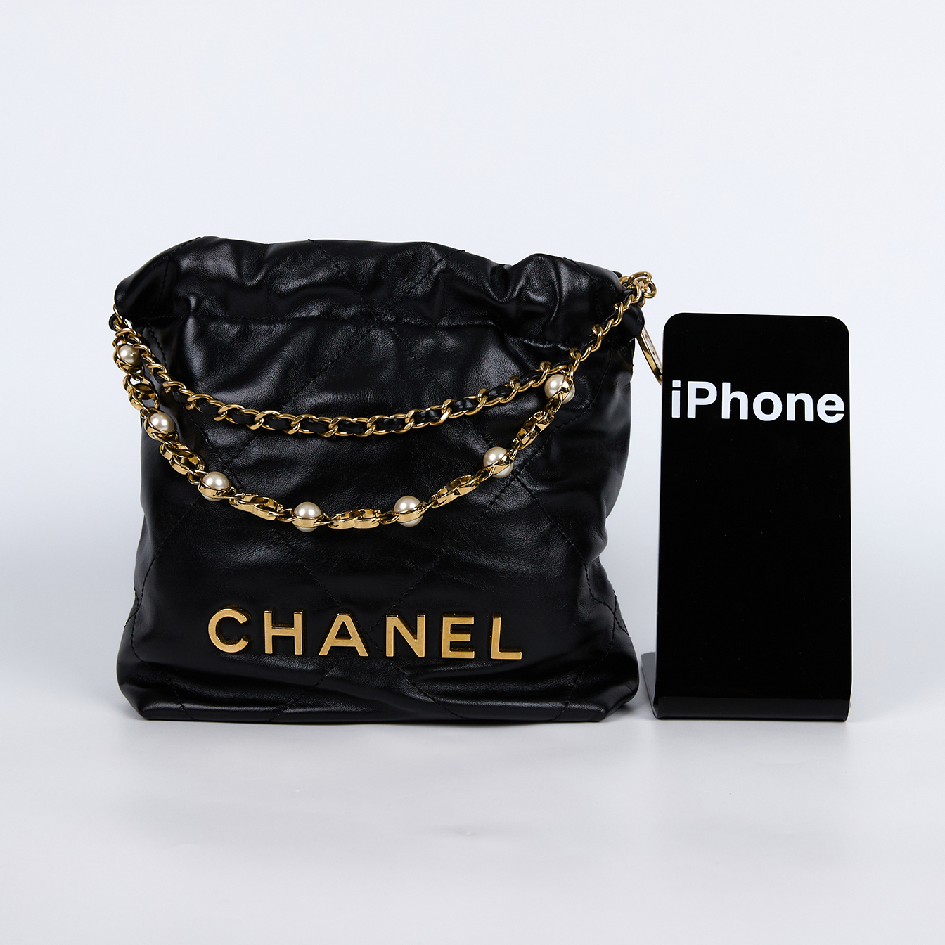 香奈兒 CHANEL 22 迷你 束口包 仿珍珠 AS3980 B17401 晶片款 黑金22BAG MINI 原廠盒子/防塵袋