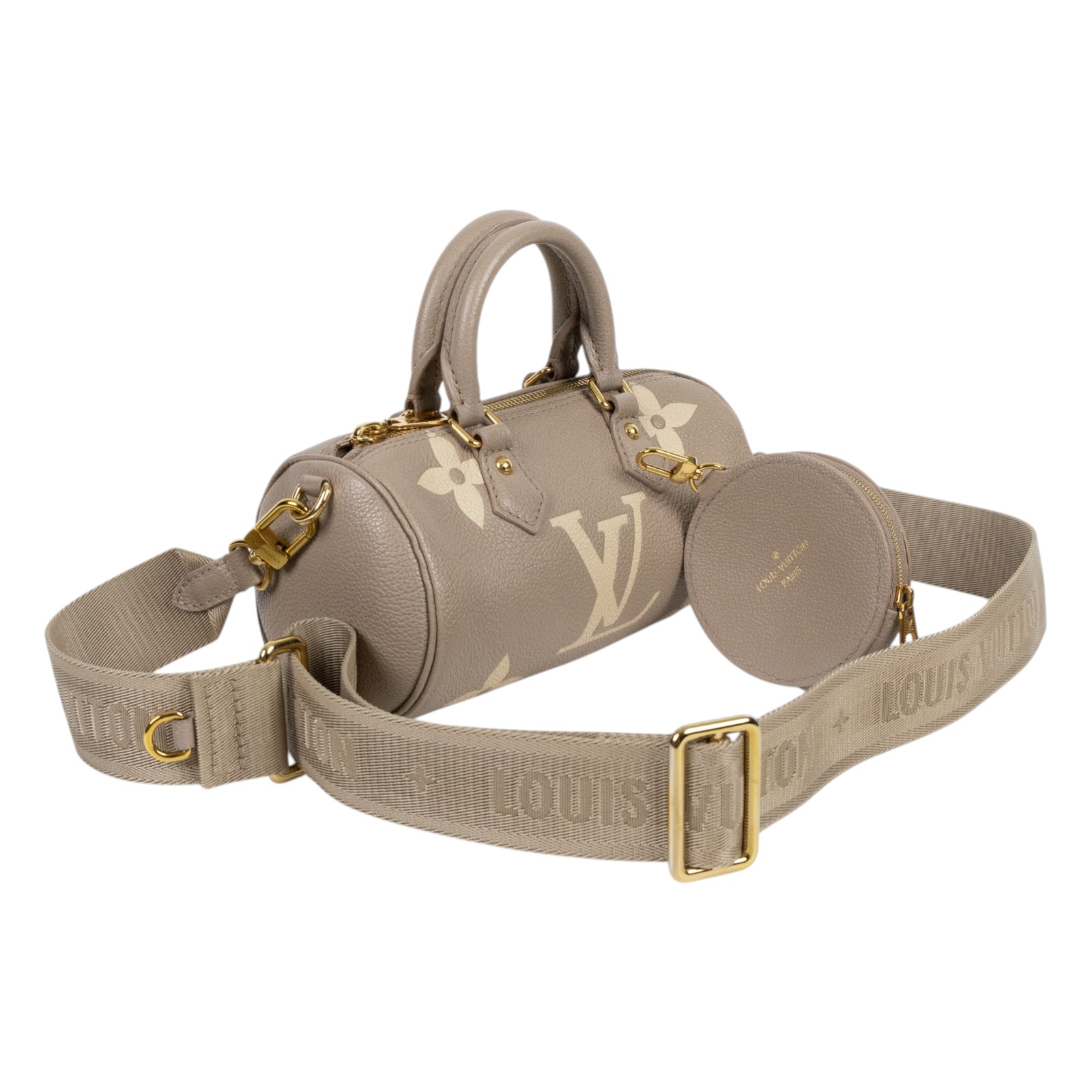 路易威登 LOUIS VUITTON Papillon BB 圓筒手提包 斑鳩灰色 M46031 晶片款 斑鳩灰PAPILLON BB 防塵袋/背帶/內袋