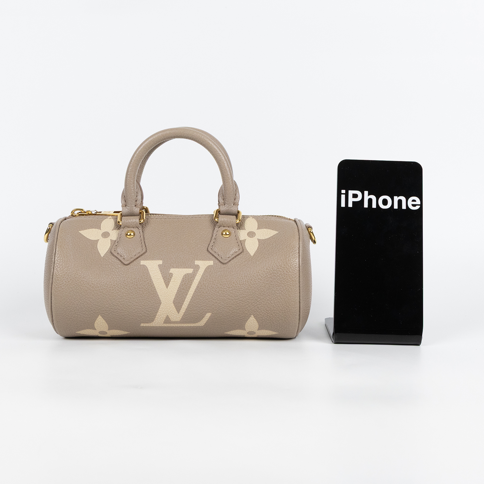 路易威登 LOUIS VUITTON Papillon BB 圓筒手提包 斑鳩灰色 M46031 晶片款 斑鳩灰PAPILLON BB 防塵袋/背帶/內袋
