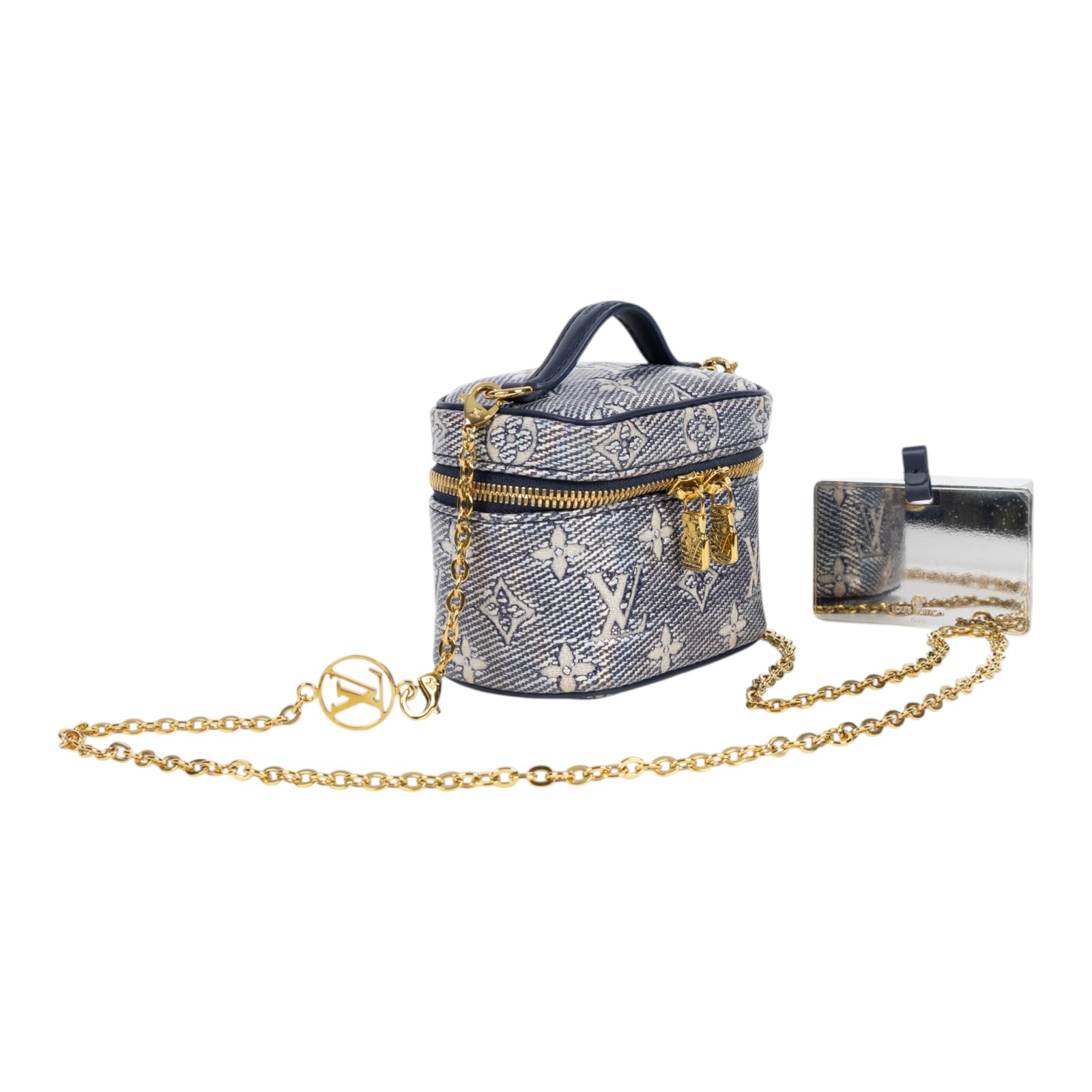 路易威登 LOUIS VUITTON Micro Vanity 化妝箱 M82467 晶片款 藍色炫彩 Micro Vanity 原廠盒子/防塵袋/鍊帶/鏡子