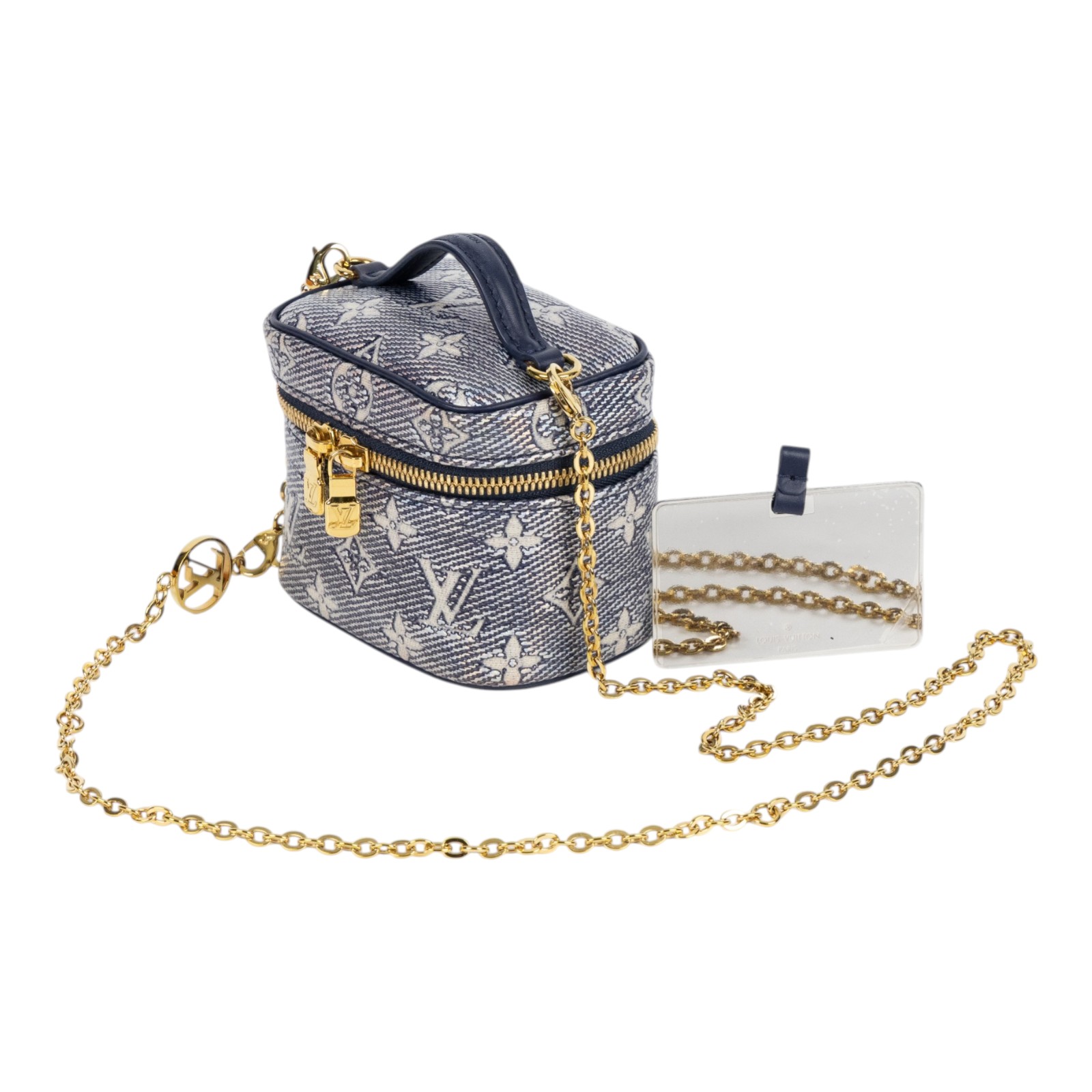 路易威登 LOUIS VUITTON Micro Vanity 化妝箱 M82467 晶片款 藍色炫彩 Micro Vanity 原廠盒子/防塵袋/鍊帶/鏡子