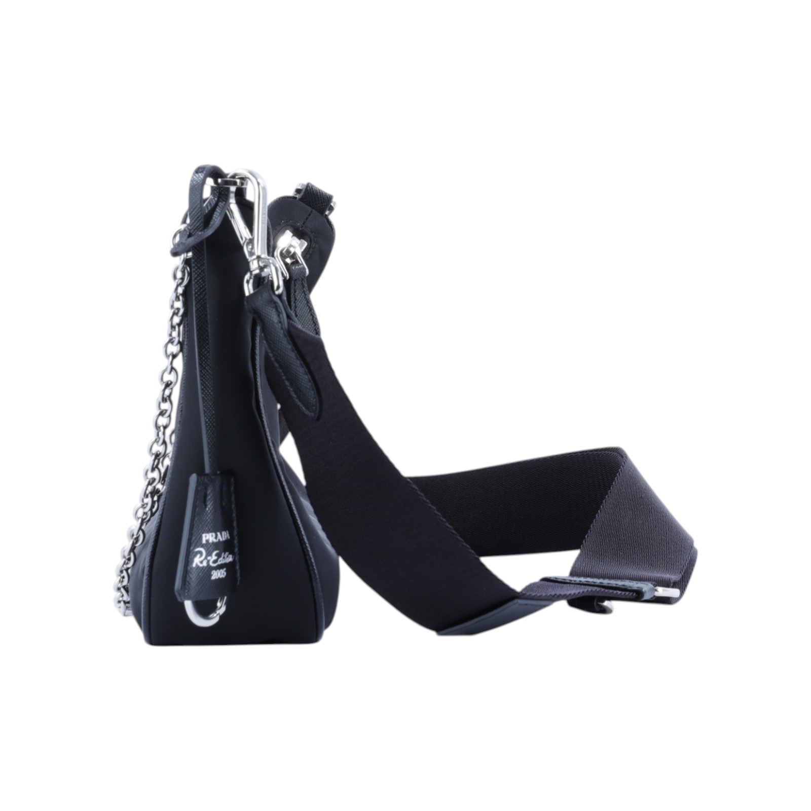 普拉達 PRADA Re-Edition 2005 Re-Nylon 手袋 1BH204_R064 黑銀三合一尼龍肩背包 無附屬品