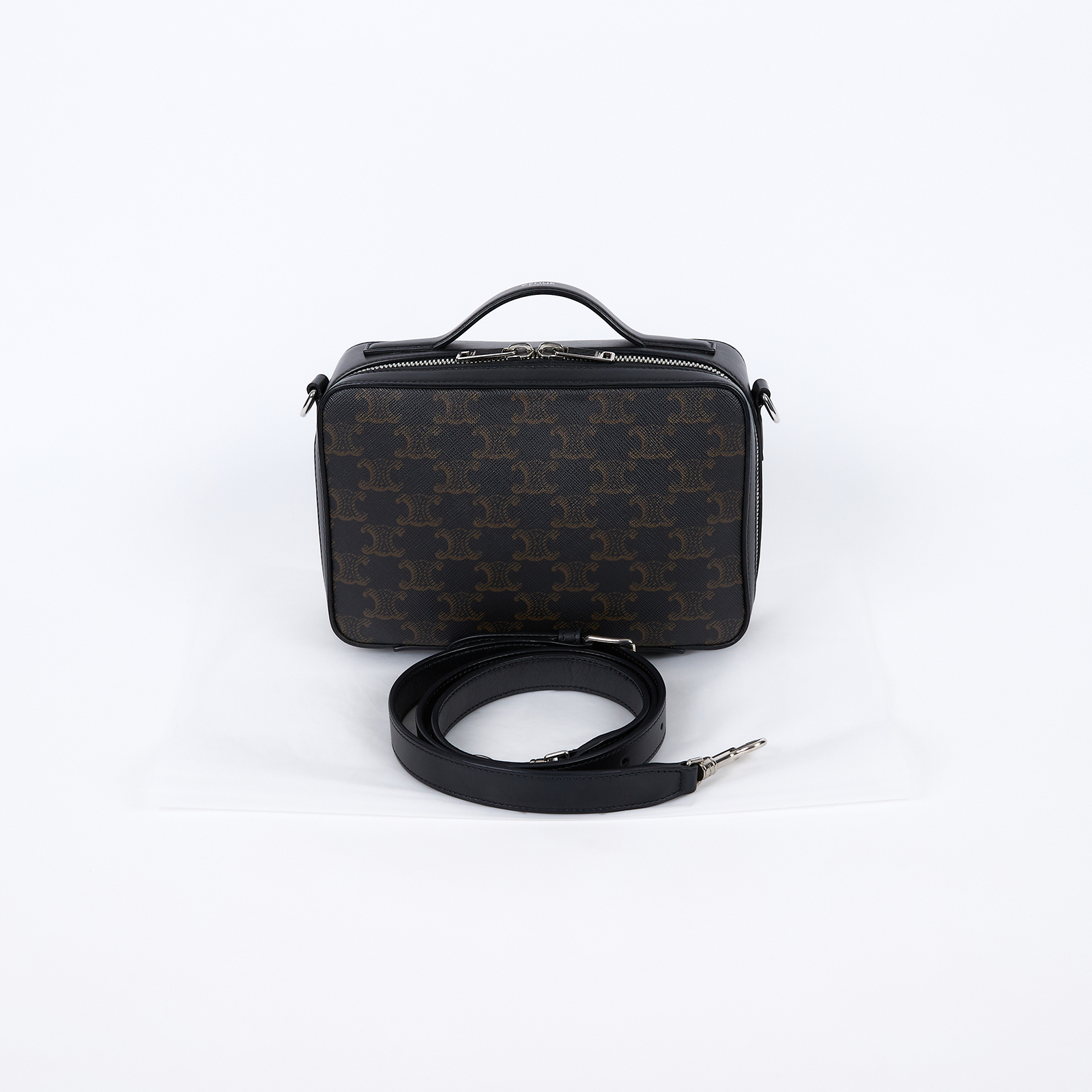 思琳 CELINE 標誌印花 牛皮革 盒形 信差袋 肩背包 113872EVJ 凱旋門Messenger Box Bag 背帶