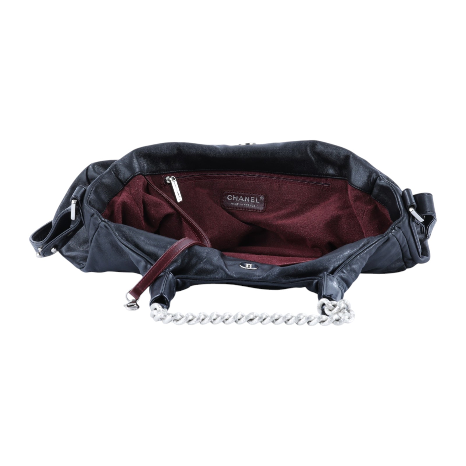 香奈兒 CHANEL 手提 肩背包  13開黑銀羊雙帶肩背包 無附屬品