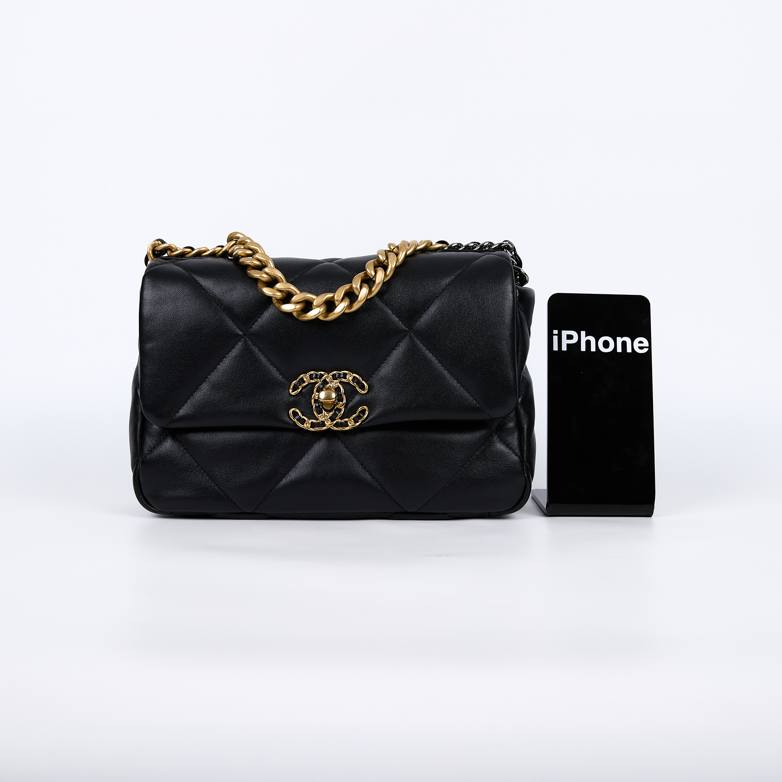 香奈兒 CHANEL 19 口蓋包 菱格紋 金銀鍊帶 手提 肩背包 AS1160 B04852 晶片款 黑19包 小號 原廠盒子/防塵袋/購買證明