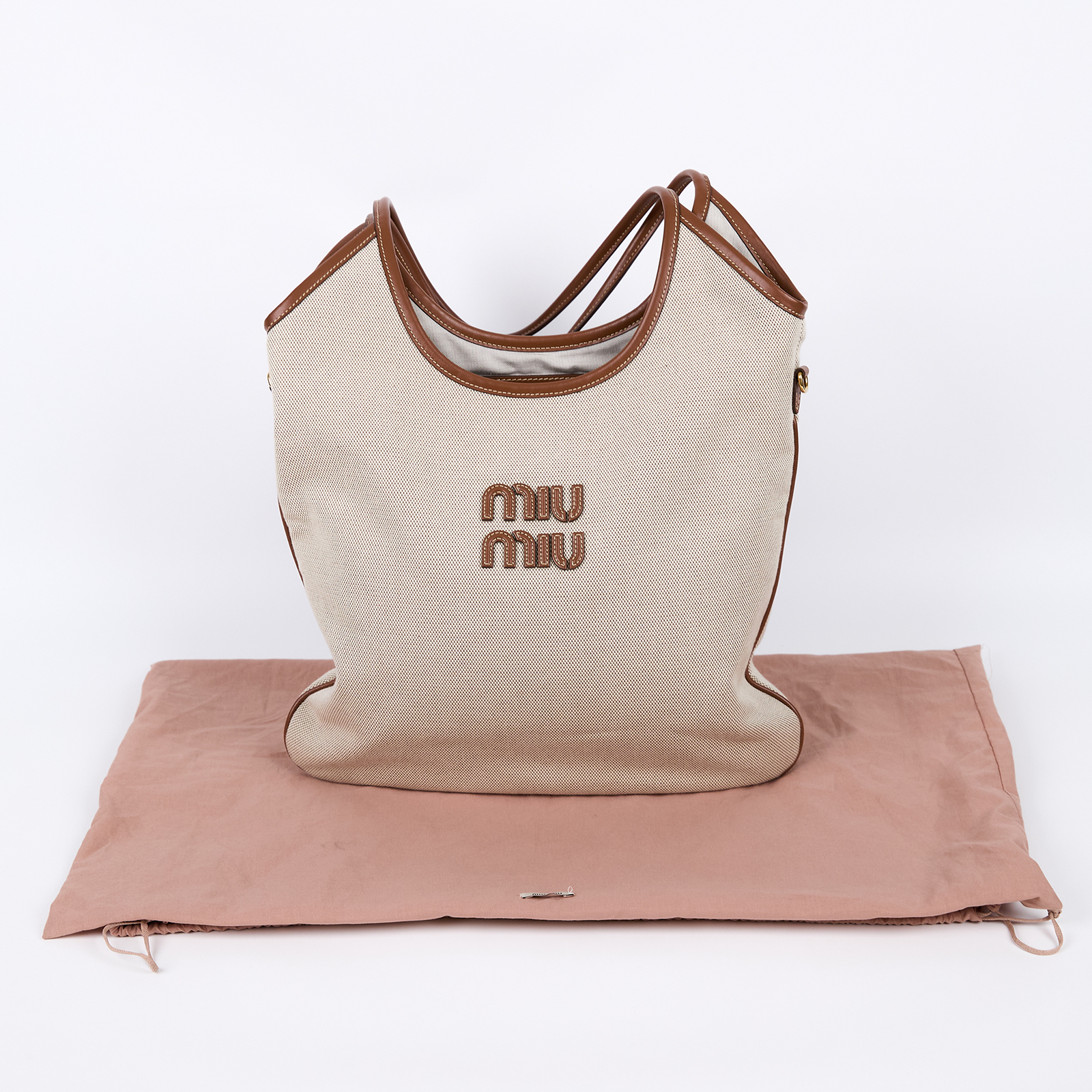 繆繆 MIU MIU Ivy 帆布手袋 標準 5BG231_ACRN 帆布IVY肩背包 防塵袋