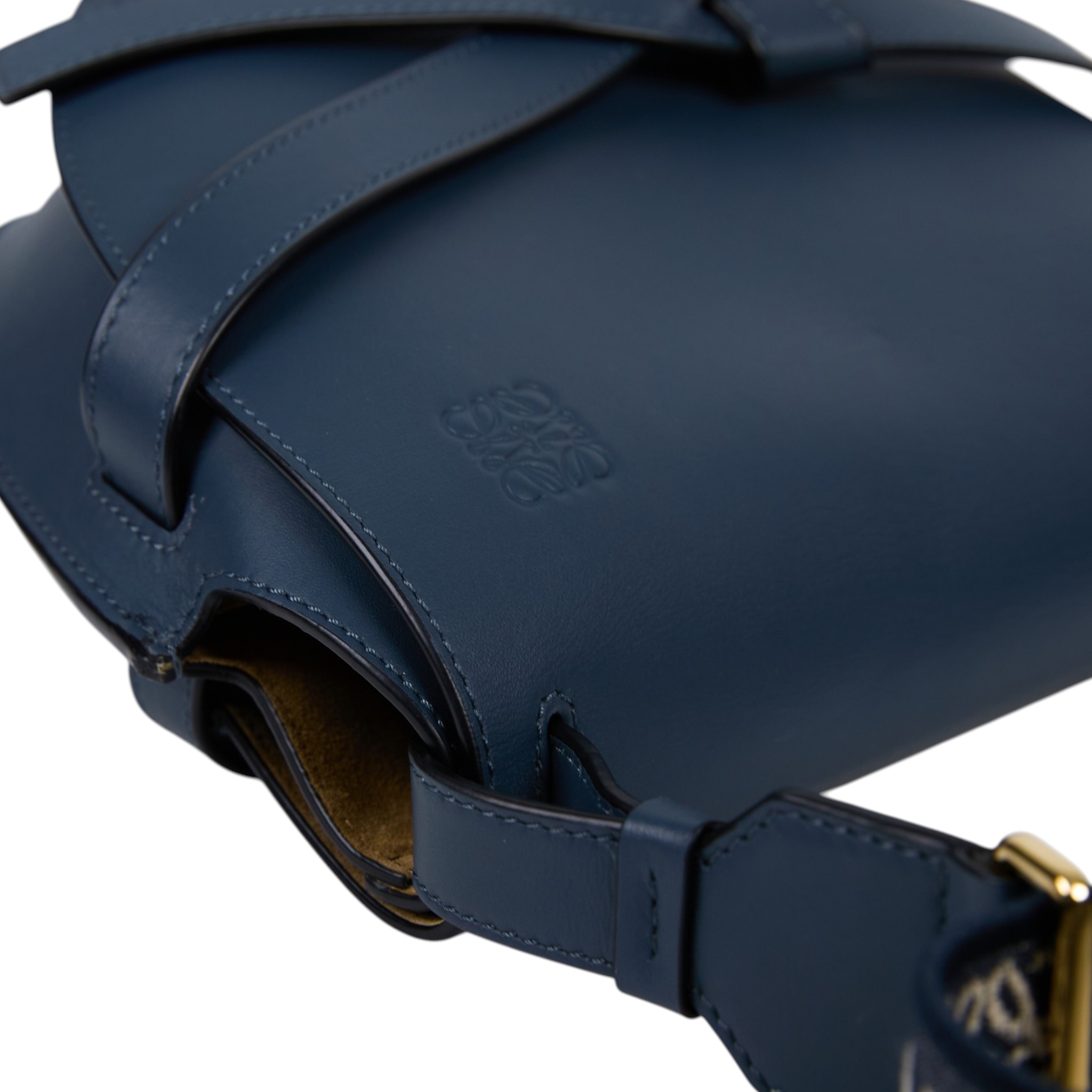 羅意威 LOEWE Small Gate bag 小型 小牛皮 肩背包 帆布背帶 A650T20X40 深藍GATE SMALL 防塵袋