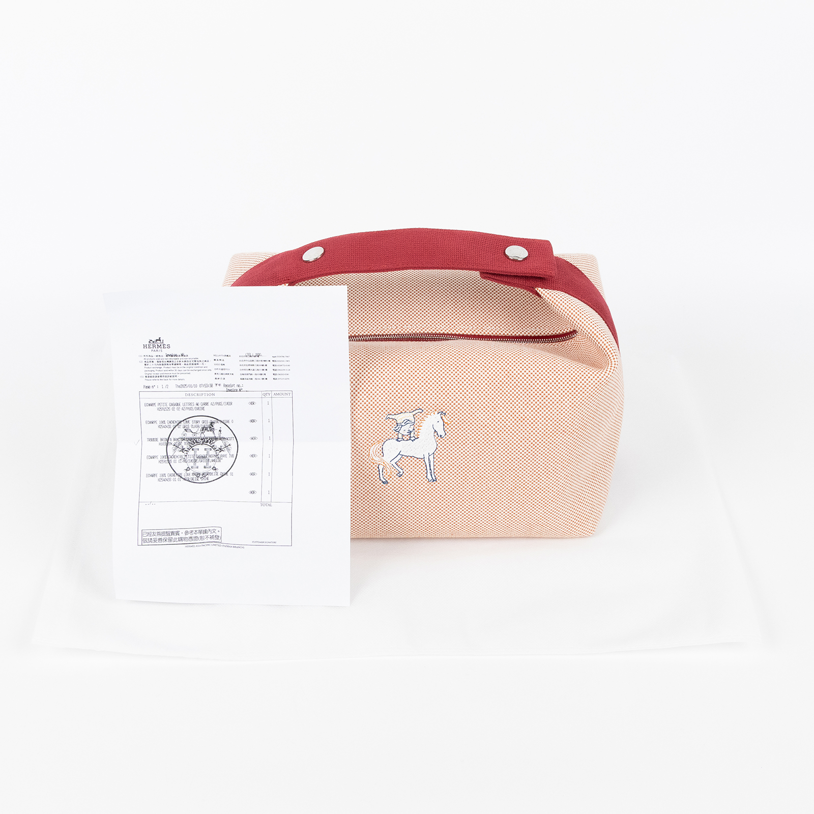 愛馬仕 Hermes Bride a Brac Cabriole 收納包 大型 棕紅色 H103587Mv02 H103587M 02  購買證明影本