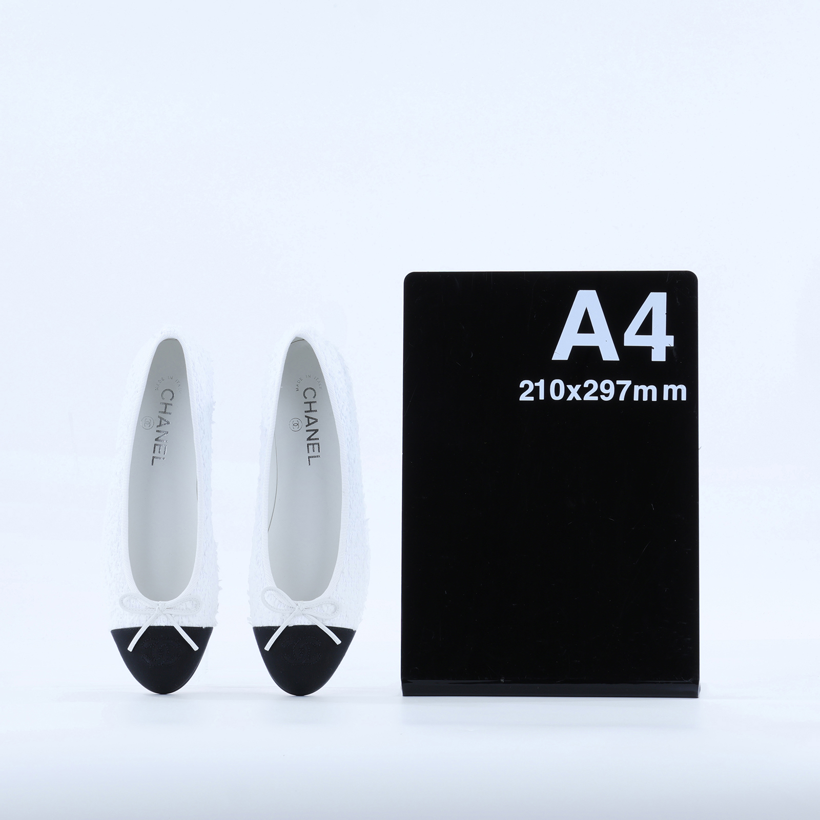 香奈兒 CHANEL 娃娃鞋 平底鞋 G02819_38 白黑毛尼芭蕾舞鞋 原廠盒子/防塵袋