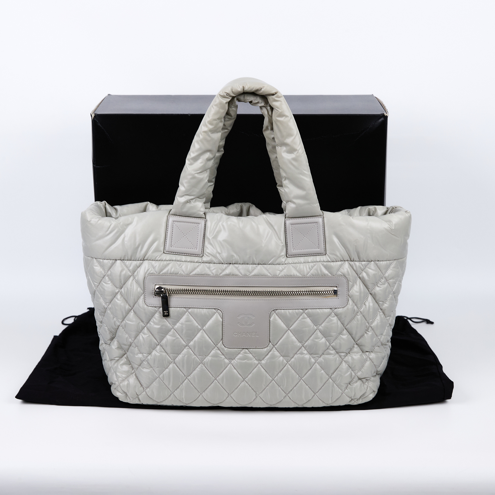 香奈兒 CHANEL Coco cocoon 托特包 A48611 13開 灰色豆腐包 MM 原廠盒子/防塵袋