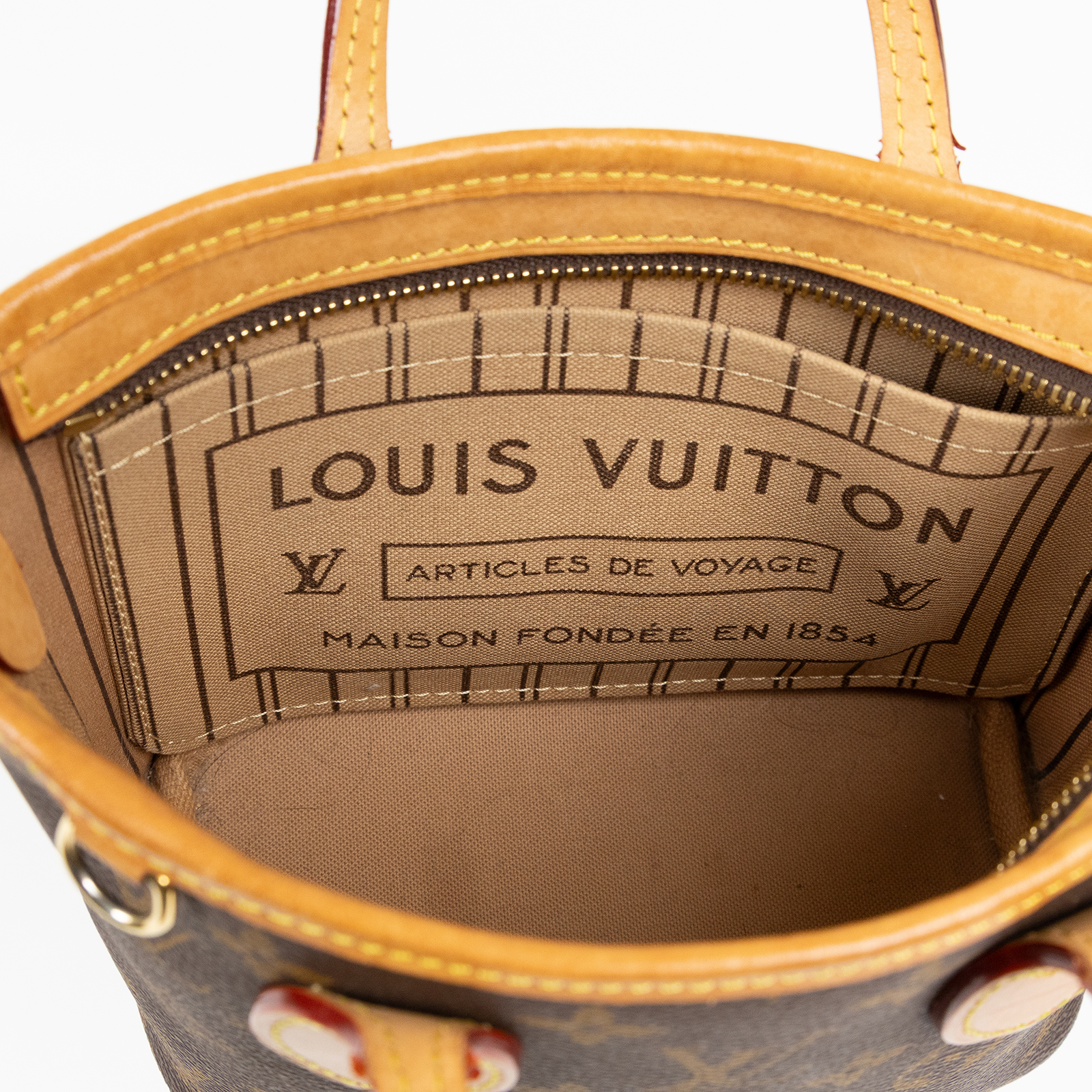 路易威登 LOUIS VUITTON Neverfull BB 手提 斜背包 米色背袋 M46705 晶片款 原花Neverfull BB 背帶/內袋