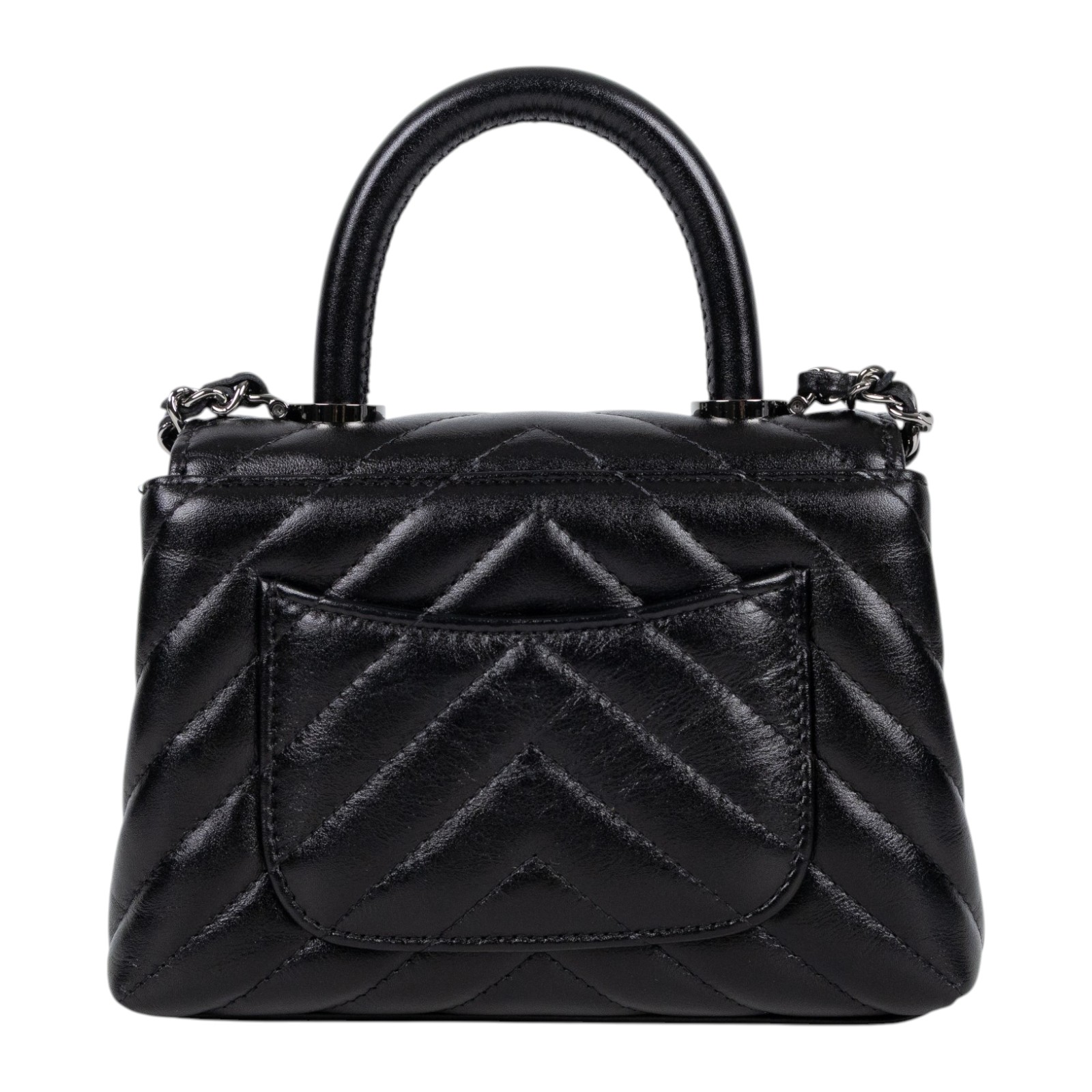 香奈兒 CHANEL Handle 手提 口蓋包 迷你 AP4244 B22135 晶片款 黑銀山型紋coco handle Micro 原廠盒子/防塵袋/購買證明