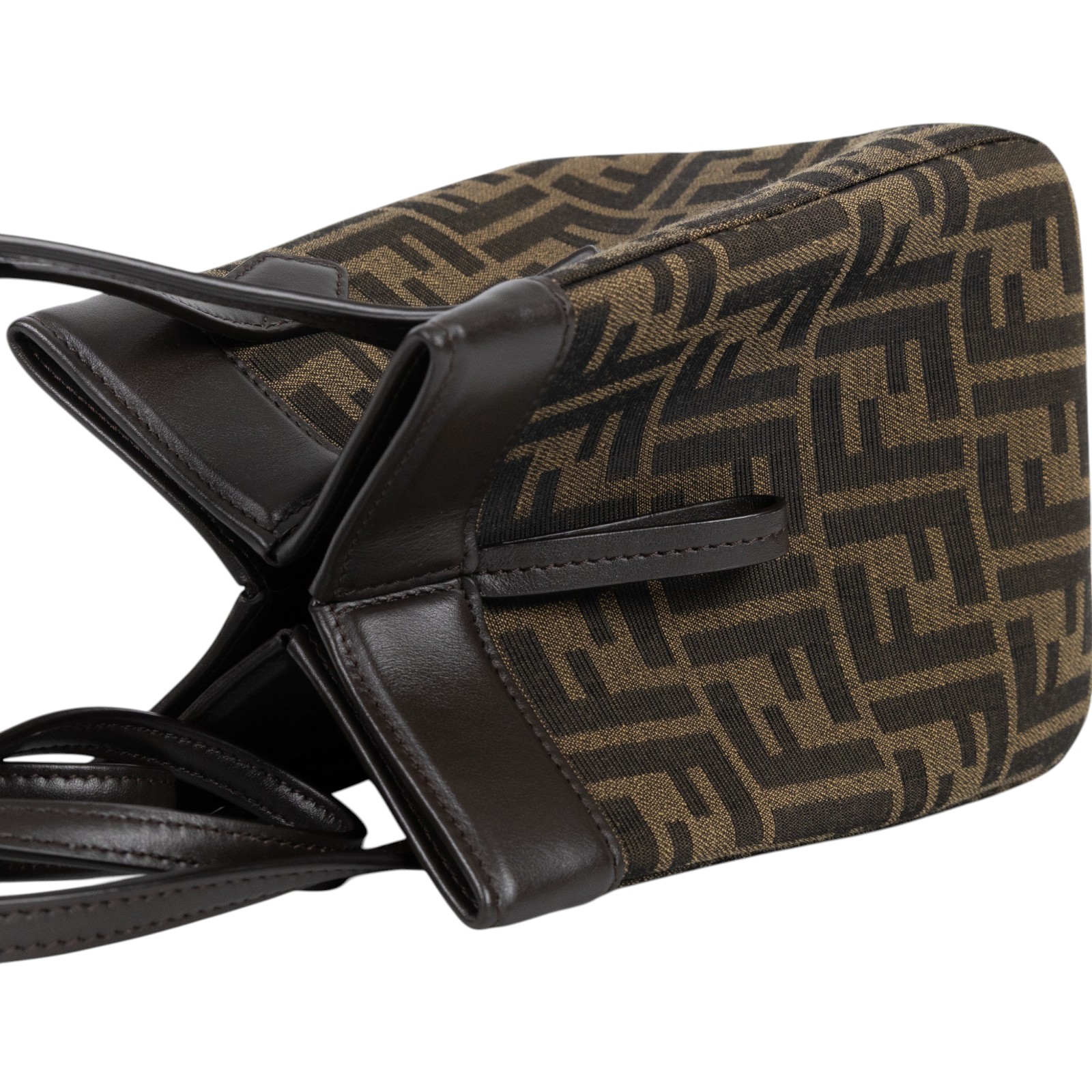 芬迪 FENDI 迷你 Origami 水桶包 8BS083AFPM 棕帆布 MINI Origami 防塵袋/購買證明