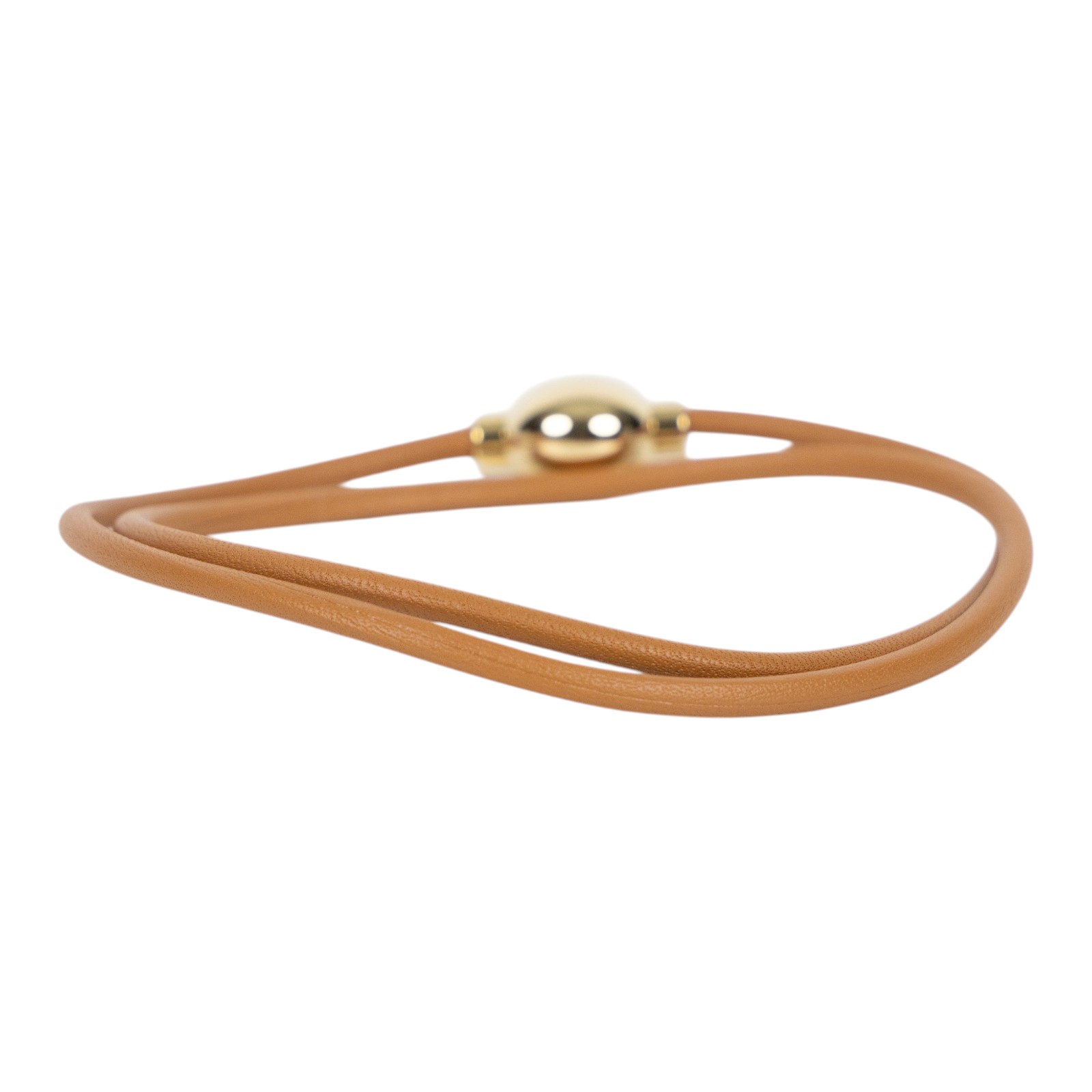 羅意威 LOEWE 小牛皮 Pebble 手環 JJ07240X01_S 暖沙漠/金色 小牛皮鵝卵石手鐲 原廠盒子/防塵袋