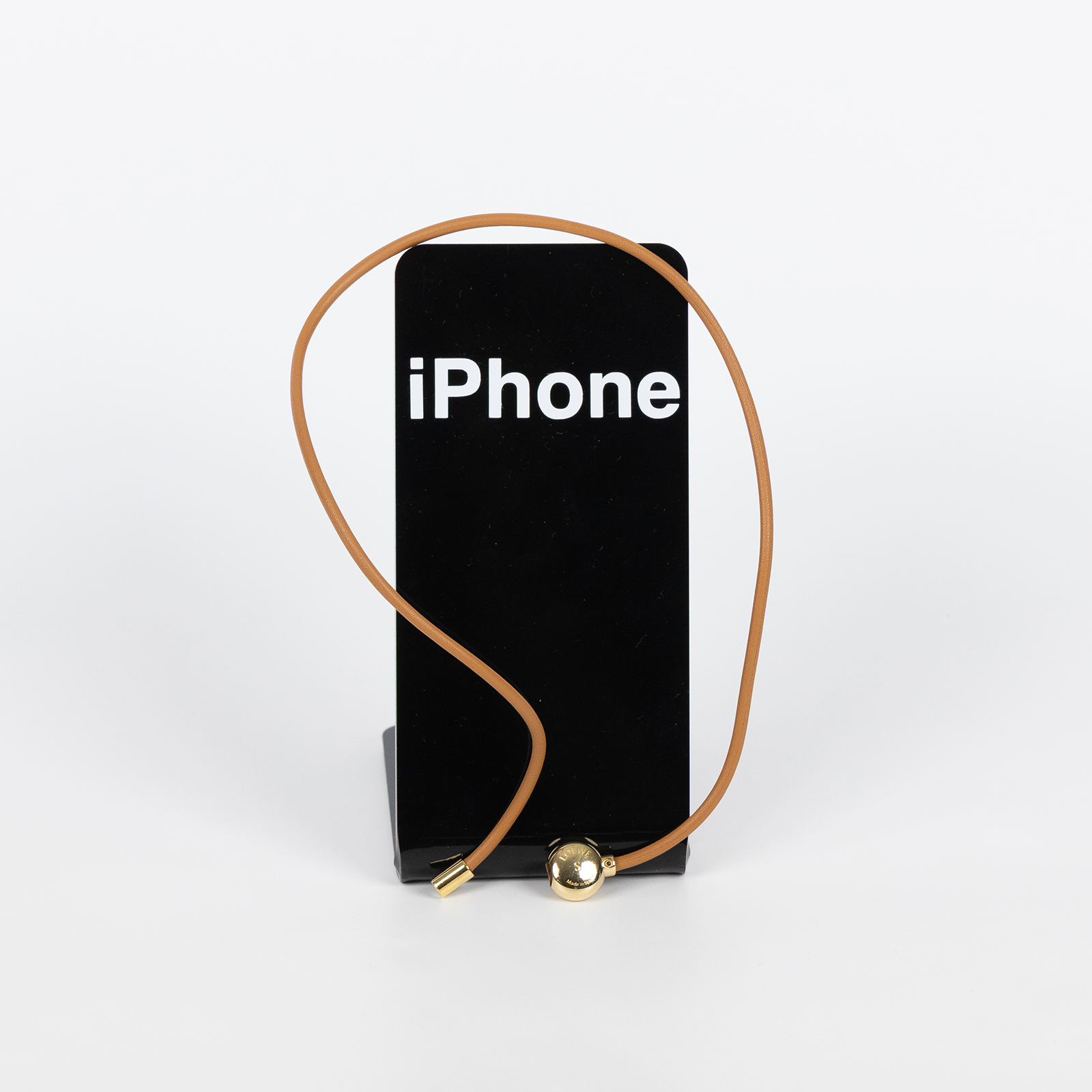 羅意威 LOEWE 小牛皮 Pebble 手環 JJ07240X01_S 暖沙漠/金色 小牛皮鵝卵石手鐲 原廠盒子/防塵袋