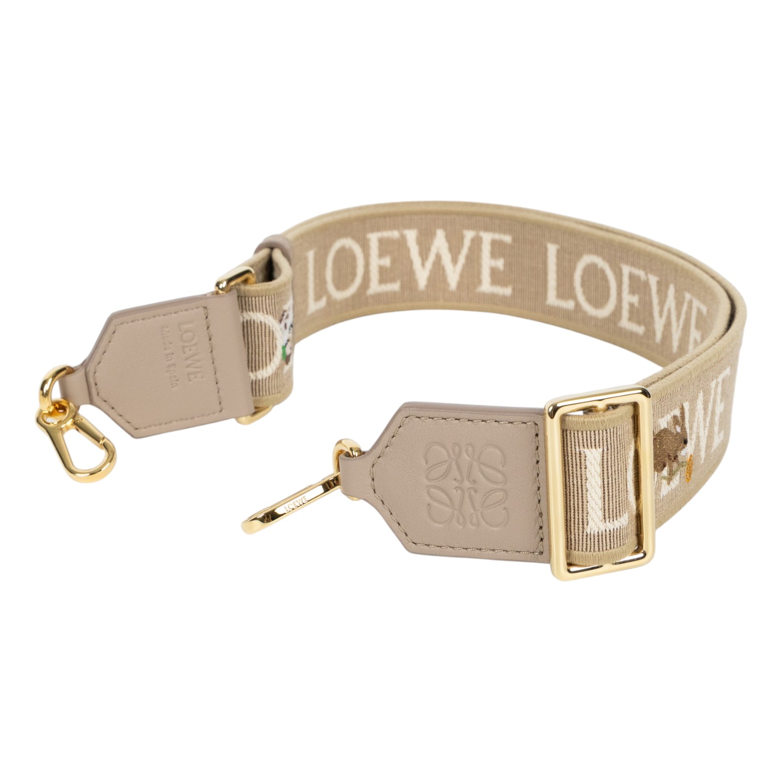 羅意威 LOEWE 緹花織 小牛皮 Anagram 肩帶  動物帆布背帶 原廠盒子/防塵袋