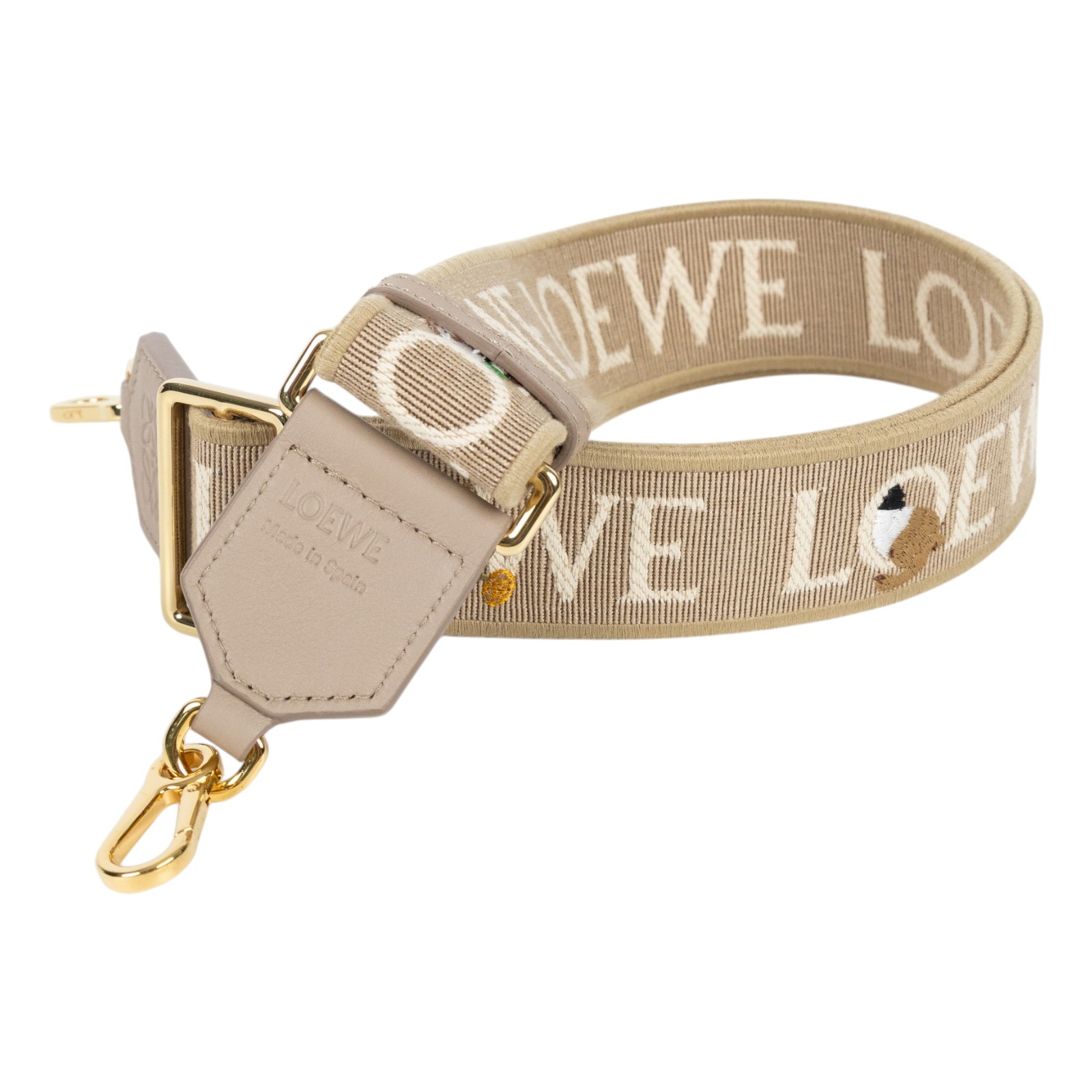 羅意威 LOEWE 緹花織 小牛皮 Anagram 肩帶  動物帆布背帶 原廠盒子/防塵袋