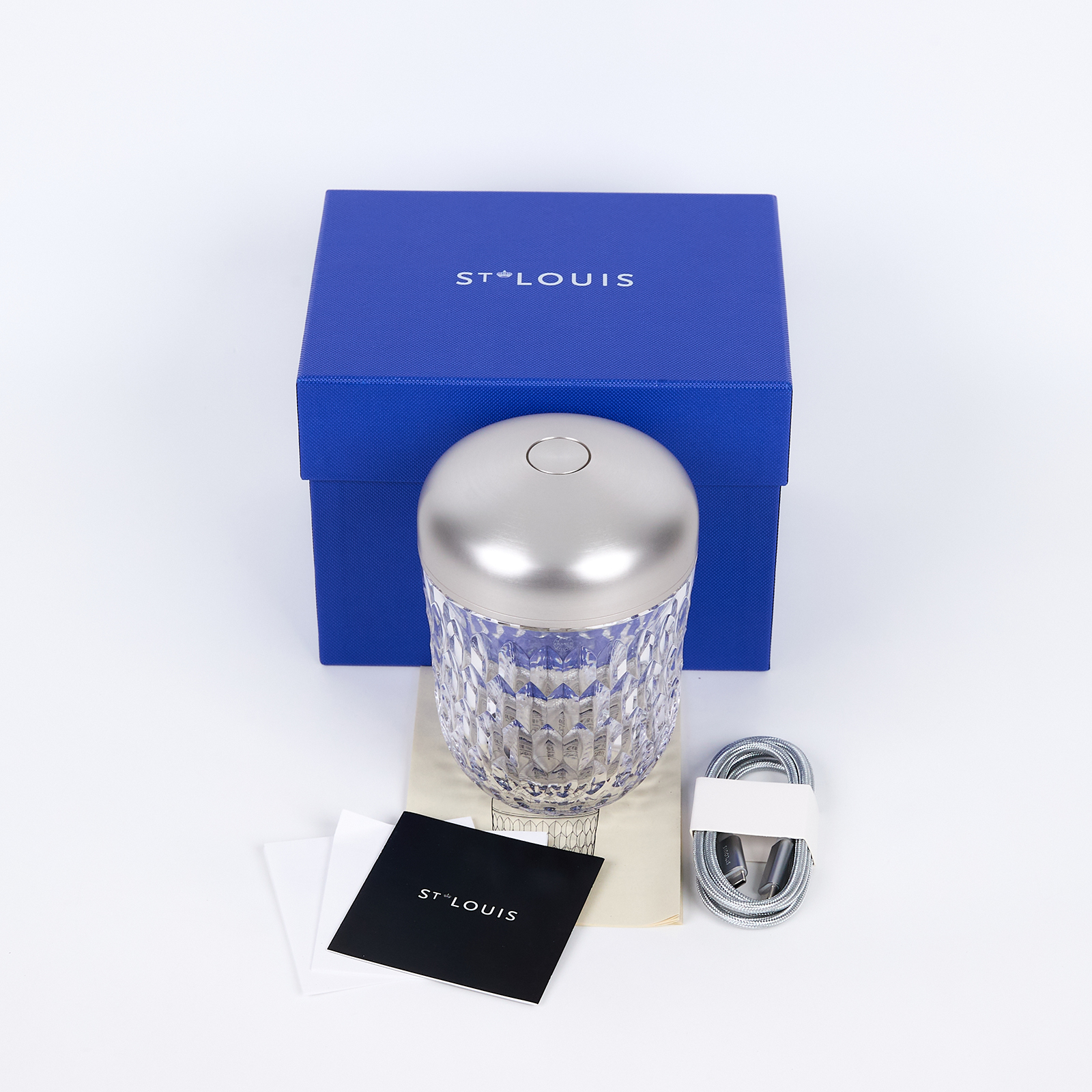 愛馬仕 Hermes Saint Louis 水晶燈   ST LOUIS FOLIA 迷你銀松果燈 原廠盒子/充電器