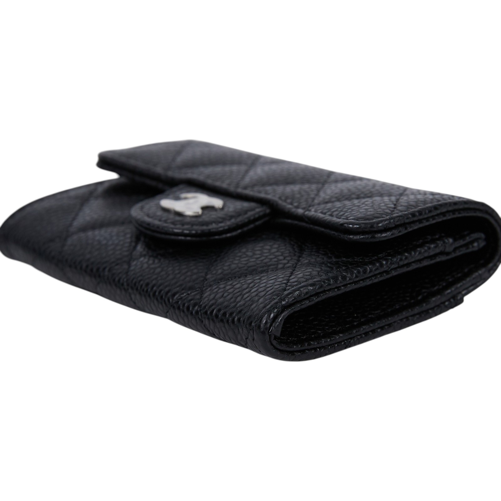 香奈兒 CHANEL CC LOGO 口蓋 卡片夾 錢包 AP0214 晶片款 黑銀荔枝卡包 原廠盒子/防塵袋