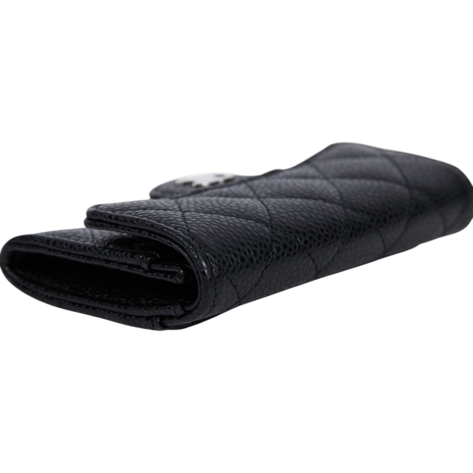 香奈兒 CHANEL CC LOGO 口蓋 卡片夾 錢包 AP0214 晶片款 黑銀荔枝卡包 原廠盒子/防塵袋