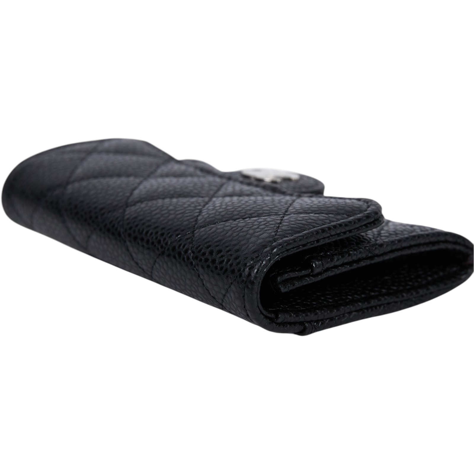 香奈兒 CHANEL CC LOGO 口蓋 卡片夾 錢包 AP0214 晶片款 黑銀荔枝卡包 原廠盒子/防塵袋