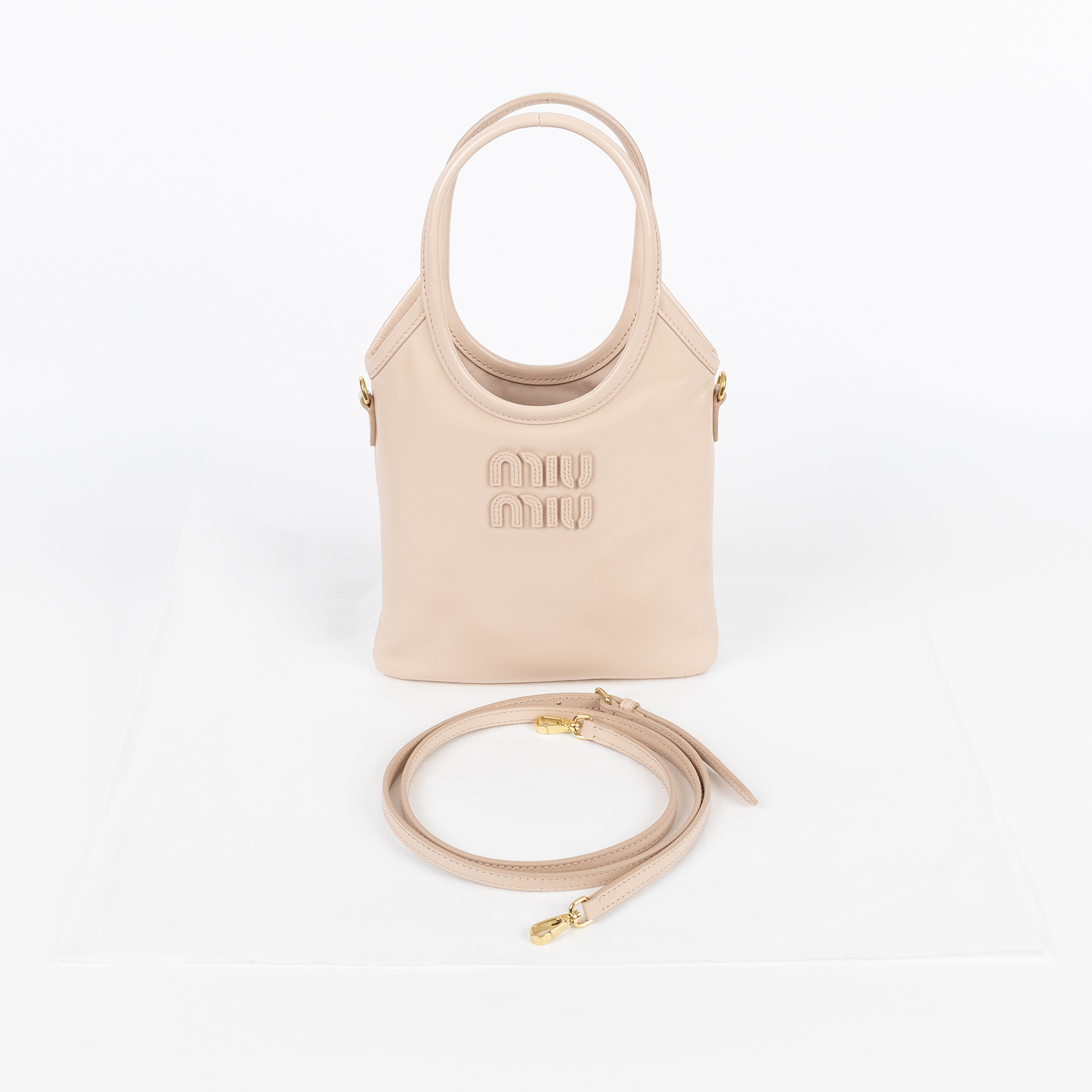 繆繆 MIU MIU Ivy 手提包 5BA281_2IEO 粉皮IVY MINI 背帶