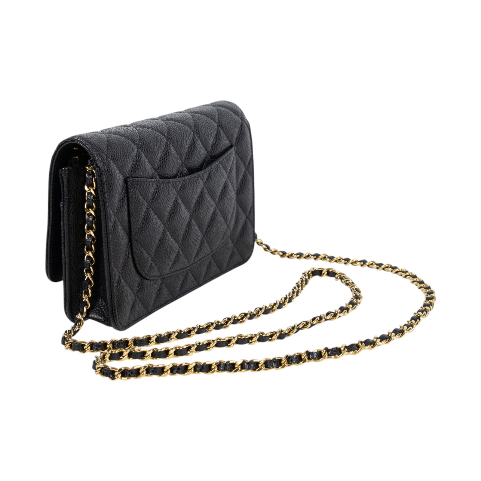 香奈兒 CHANEL 經典鏈子皮夾 菱格紋 CC LOGO AP0250 晶片款 黑荔枝書包扣WOC 原廠盒子/防塵袋/購買證明