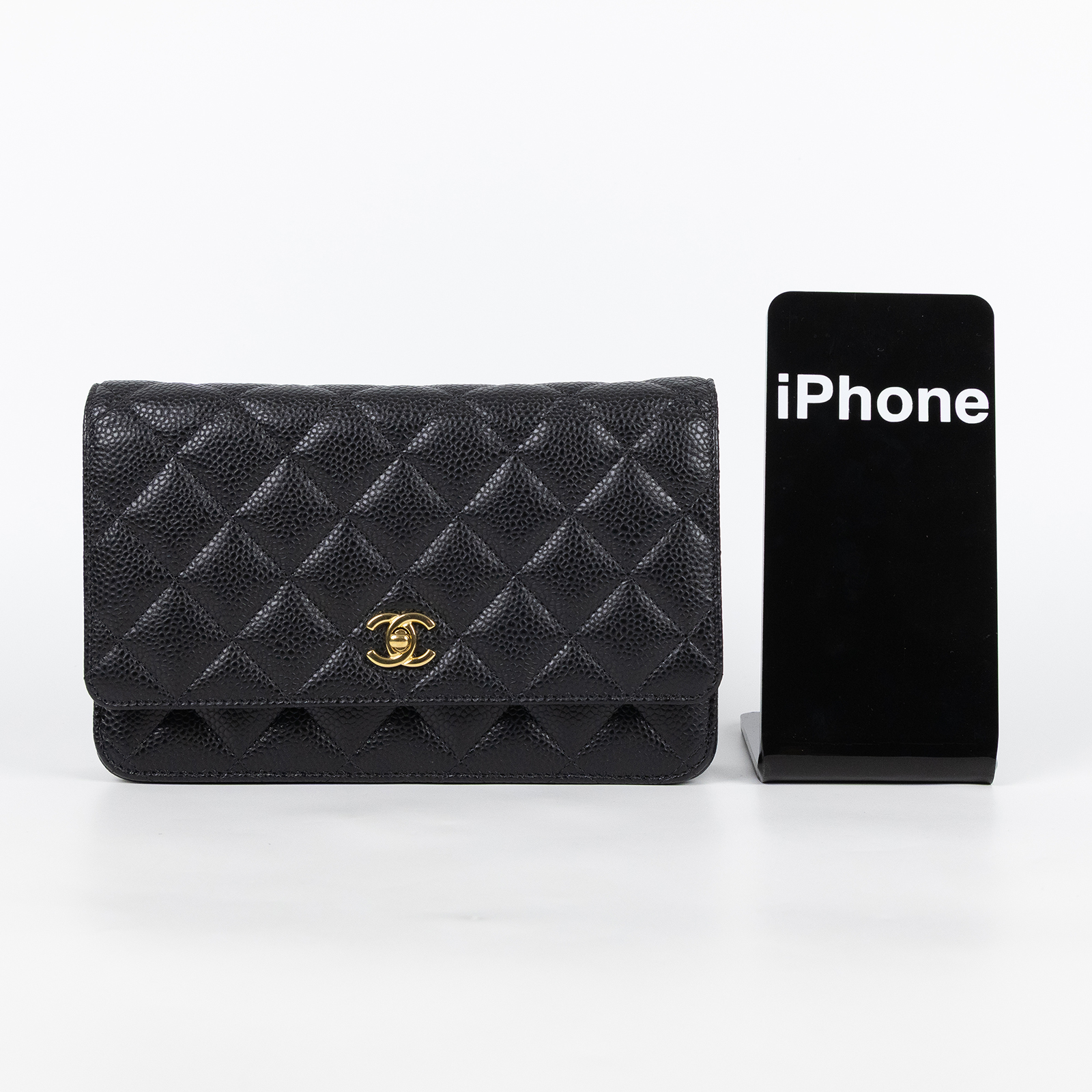 香奈兒 CHANEL 經典鏈子皮夾 菱格紋 CC LOGO AP0250 晶片款 黑荔枝書包扣WOC 原廠盒子/防塵袋/購買證明